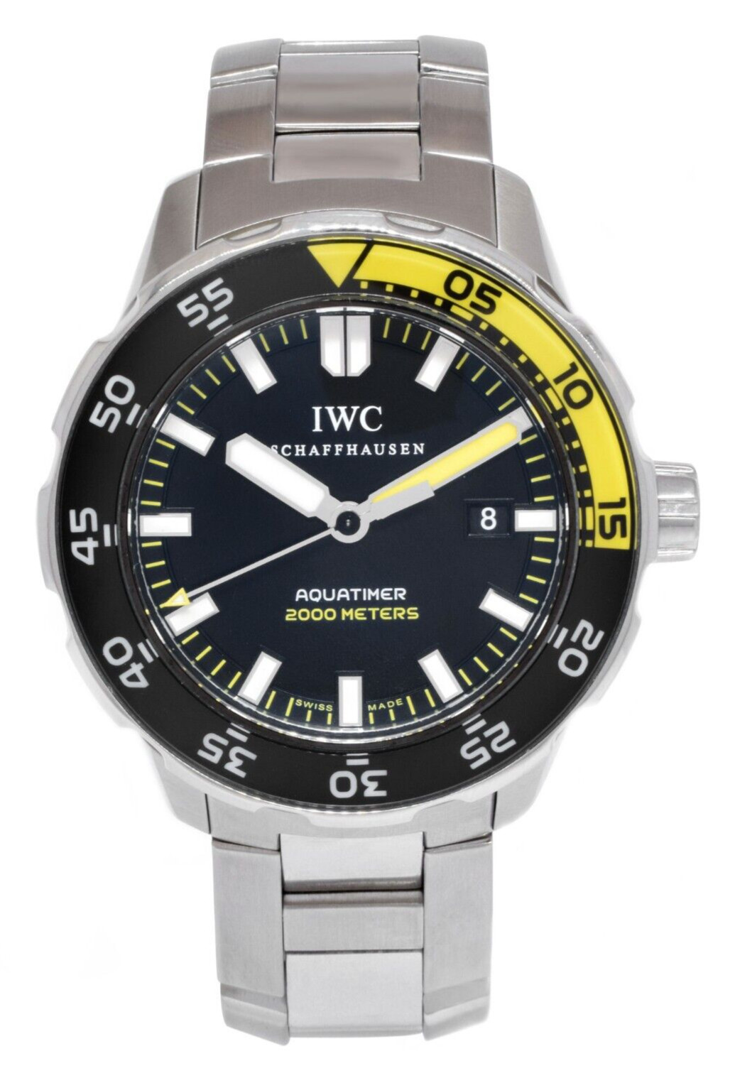 IWC Aquatimer 2000 Steel Black/Yellow Mens 44mm Watch 3568 IW356801
