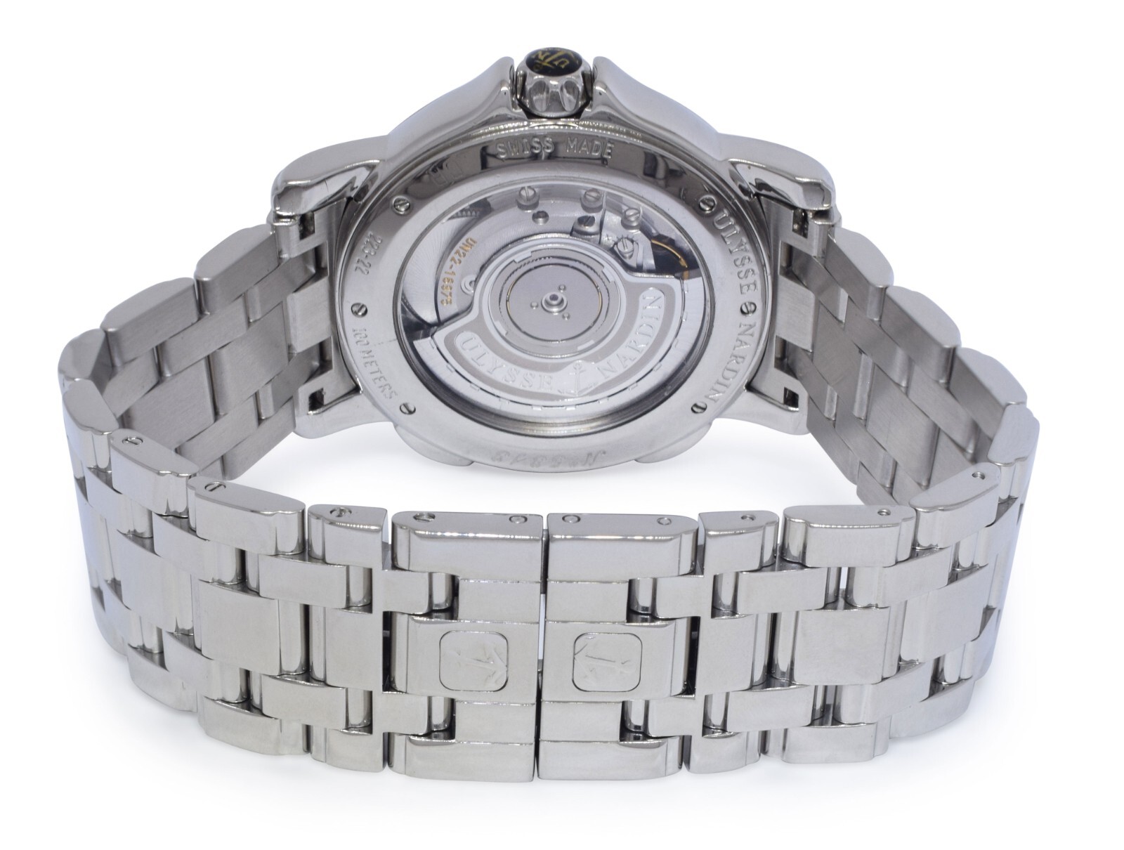 Ulysse Nardin Dual Time Steel Pink Dial & Diamond Ladies 37mm Watch B/P 223-22