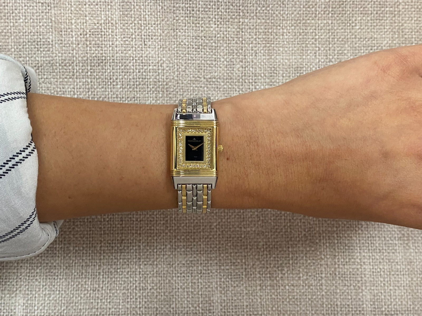 Jaeger LeCoultre Reverso 18k Yellow Gold/Steel Diamond Ladies Watch 260.5.08