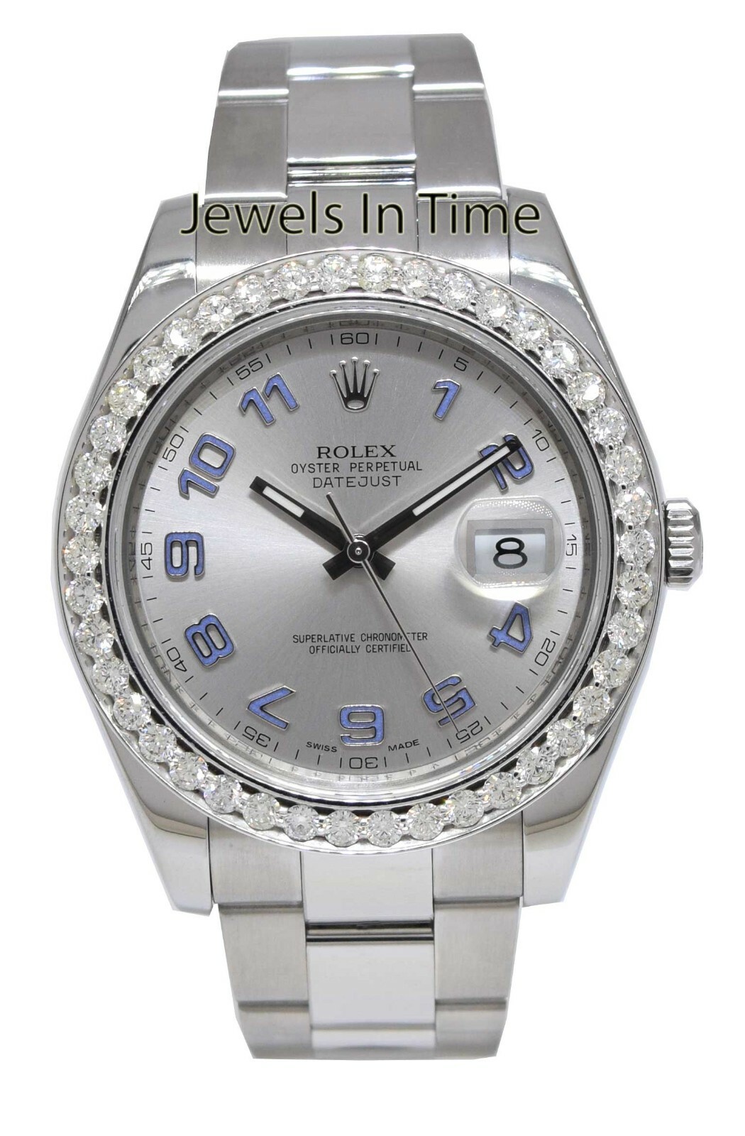 Rolex Datejust II Steel Silver/Purple Dial & Diamond Bezel 41mm Watch Box 116334