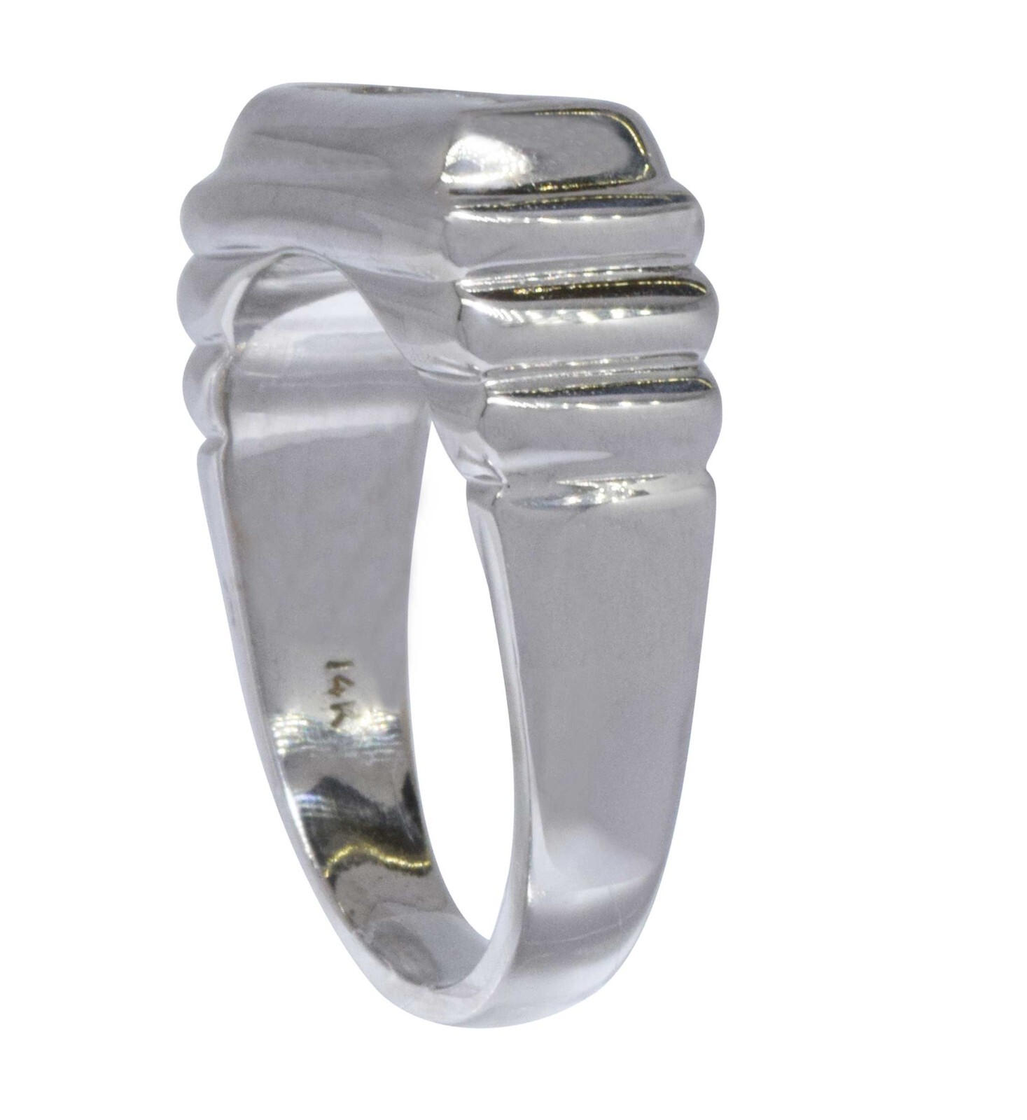 Mens Contemporary 1.00 CT Diamond Ring 14k White Gold 8