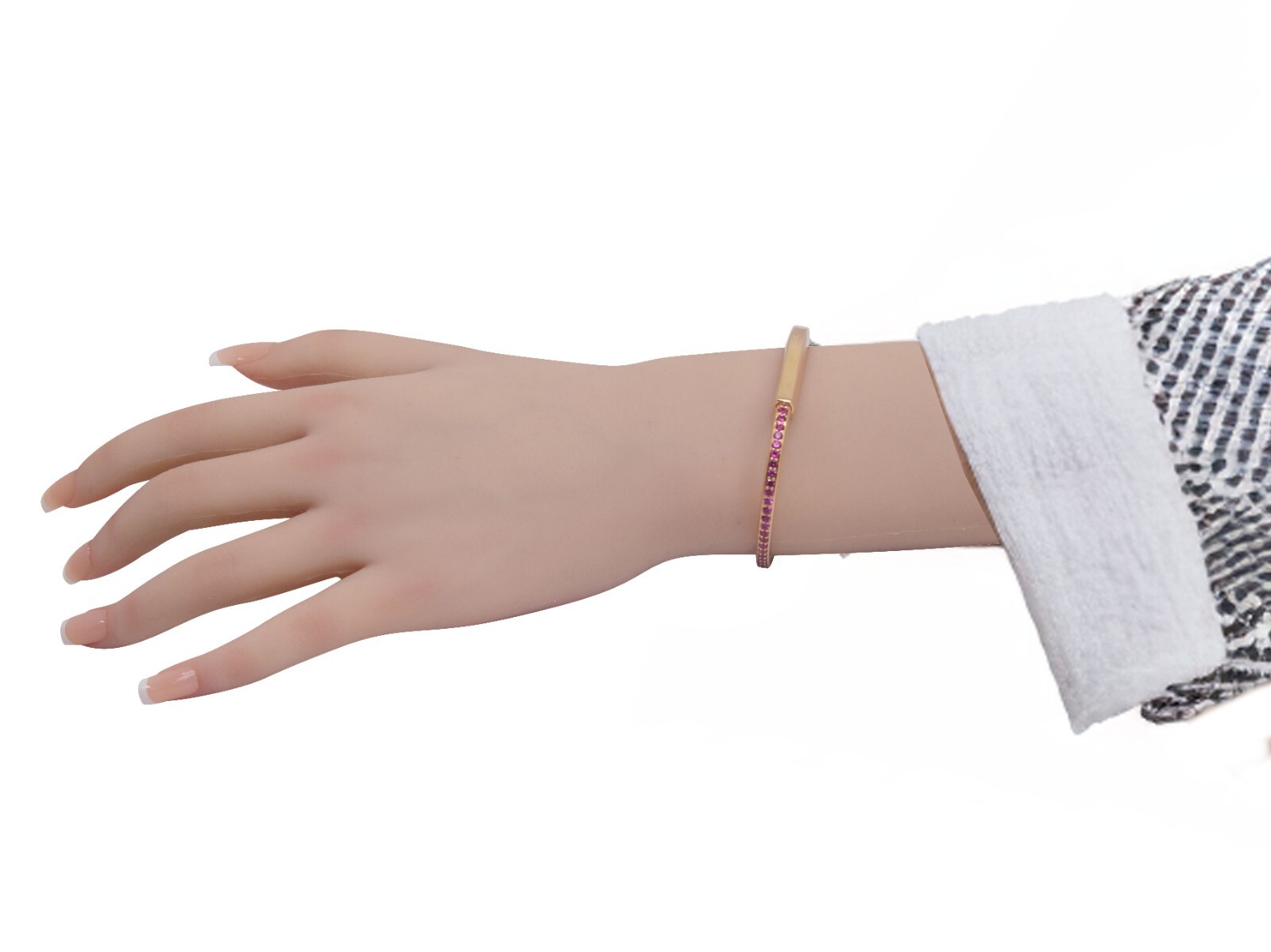 Tiffany & Co. Tiffany Lock Bangle 18k Rose Gold Pink Sapphires Bracelet Medium Tiffany & Co. Tiffany Lock Bangle 18k Rose Gold Pink Sapphires Bracelet Medium