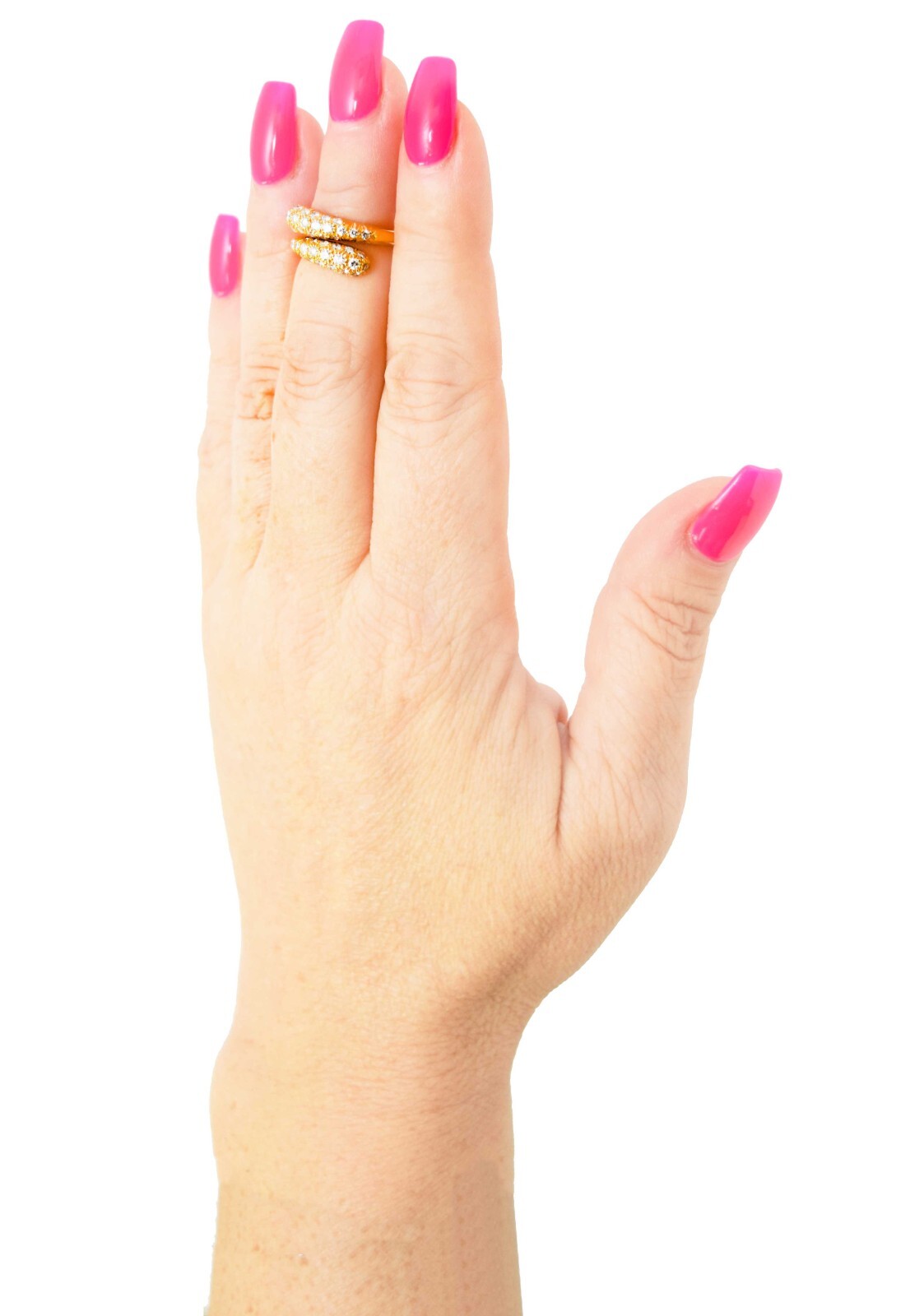 0.65ct Pave Diamond Bypass 18k Yellow Gold Ladies Ring Size 3.5