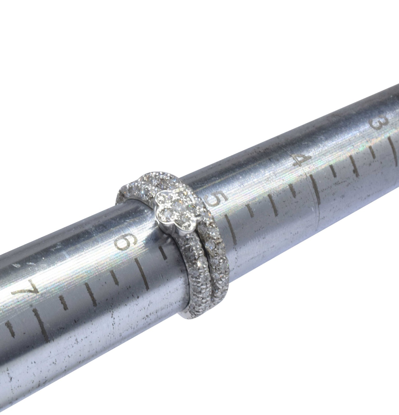 0.90 Carat Pave Diamond & 14k White Gold Ring Size 5.5