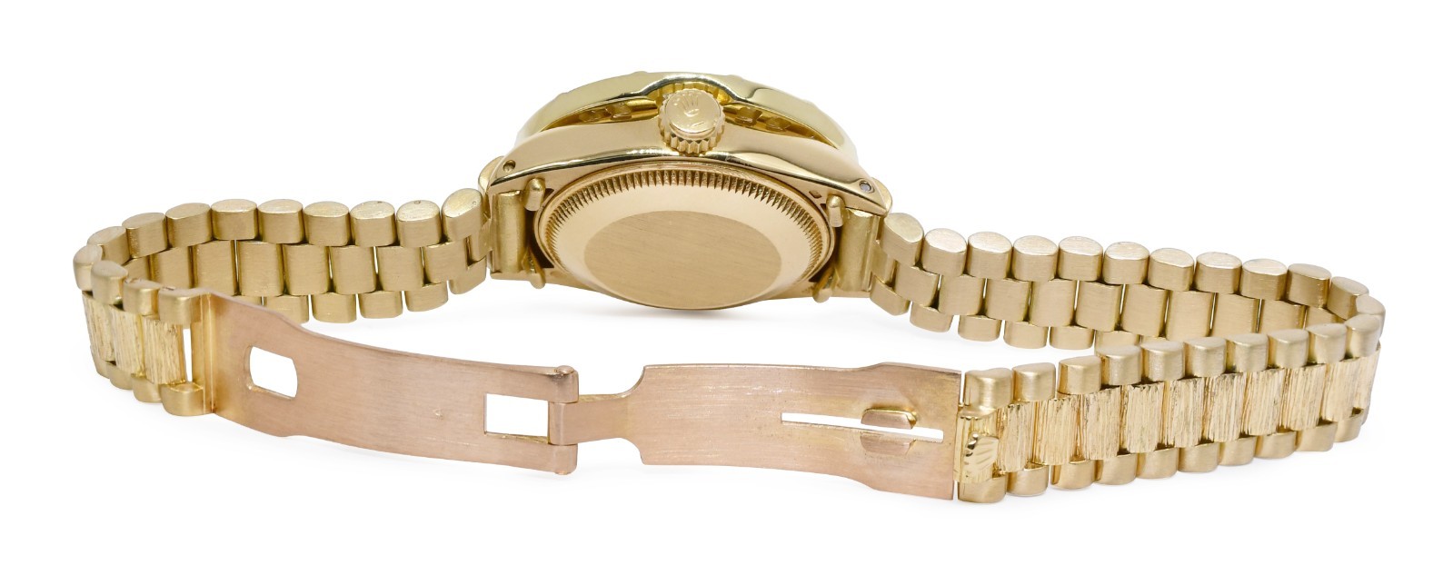 Rolex Datejust President 18k Yellow Gold Bark Pave Diamond 26mm Watch '79 6927