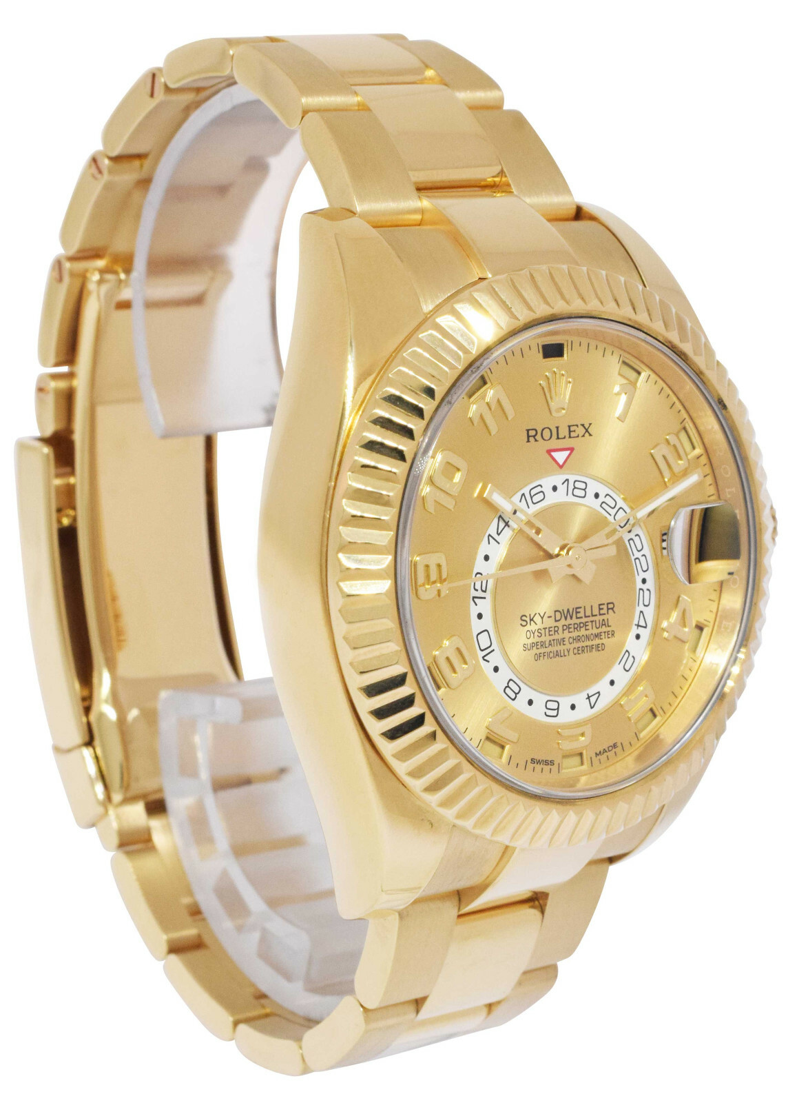 Rolex Sky-Dweller GMT 18k Yellow Gold Champagne Dial Mens Watch B/P '16 326938