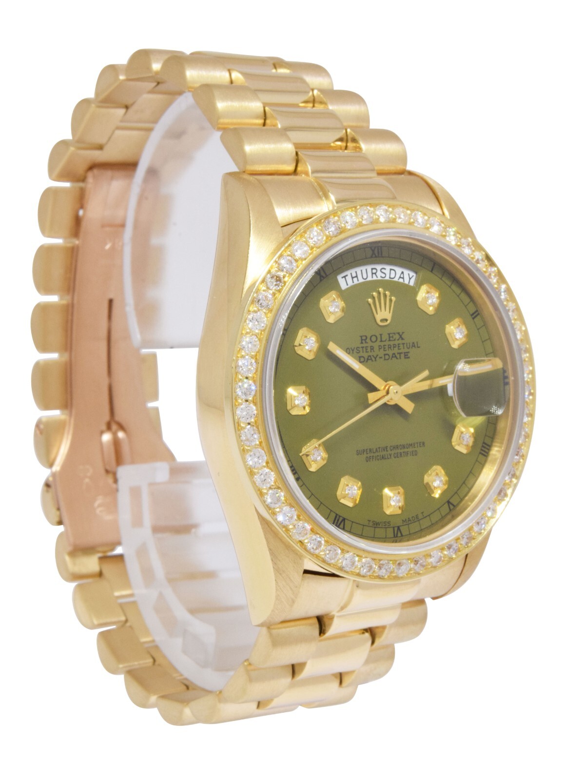 Rolex Day-Date President 18k Yellow Gold Diamond Dial/Bezel 36mm Watch '87 18038