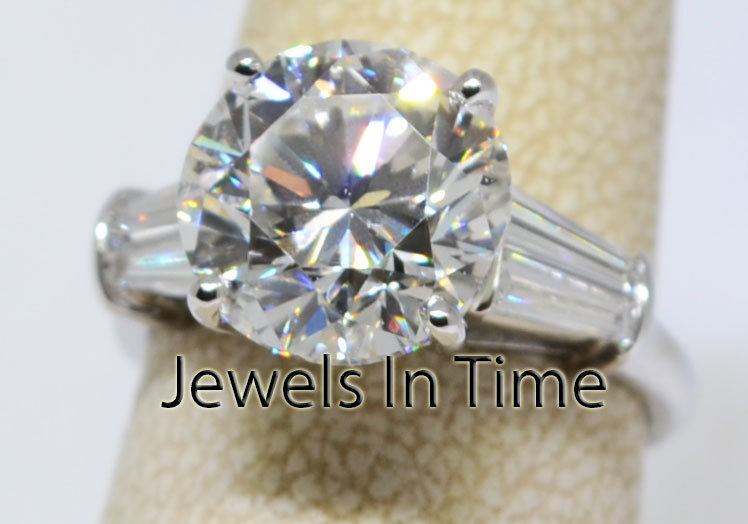 5.01 Carat Round Brilliant Diamond Platinum Ring GIA Certificate 6.25
