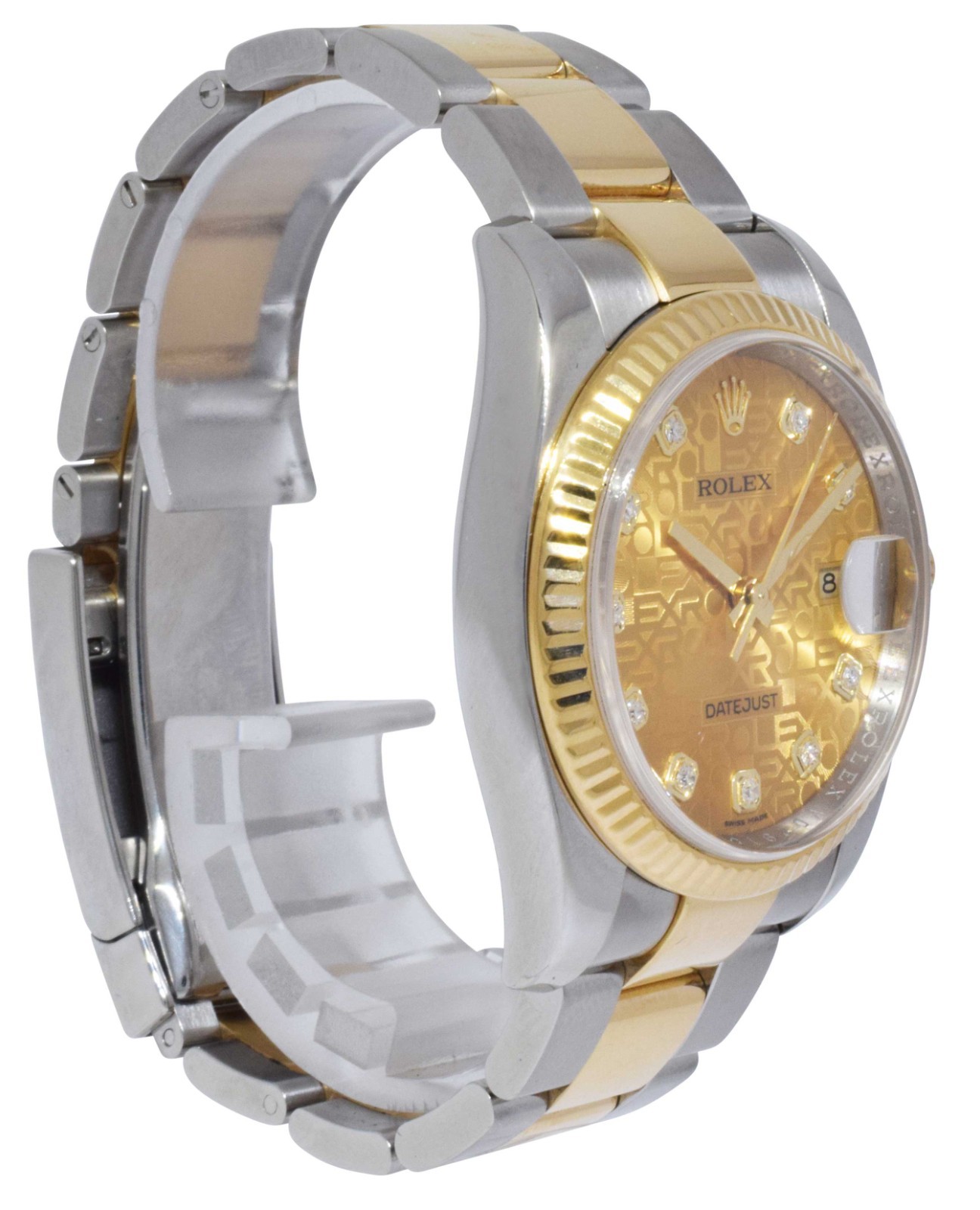 Rolex Datejust 18k Yellow Gold/Steel Champagne Jubilee Diamond 36mm Watch 116233