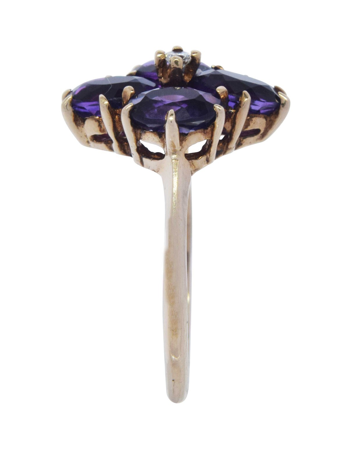 Ladies 14k Yellow Gold Diamond & Amethyst Ring 9.5