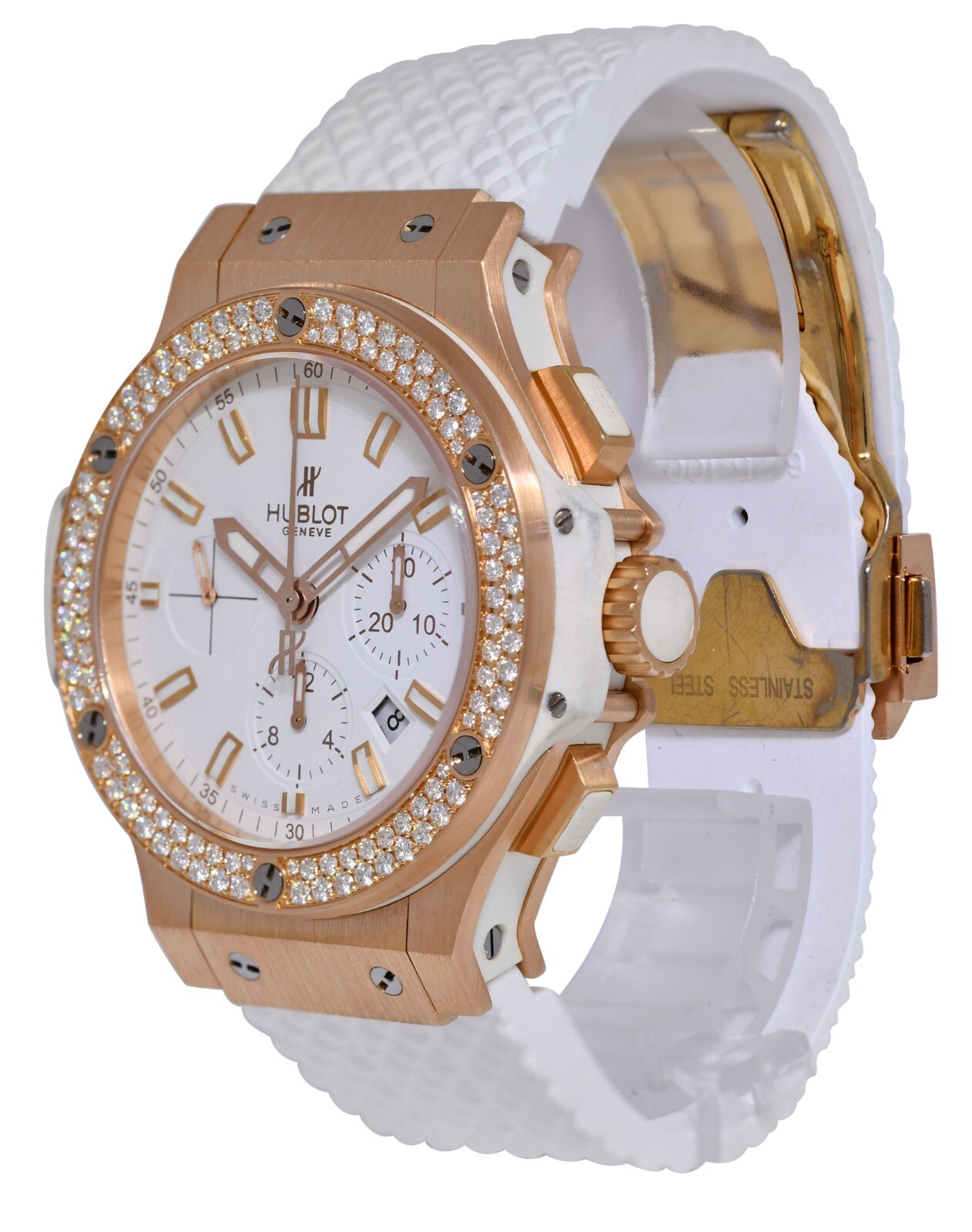 Hublot Big Bang White 18k Rose Gold & Diamond 44mm Watch 301.PE.2180.RW.1104