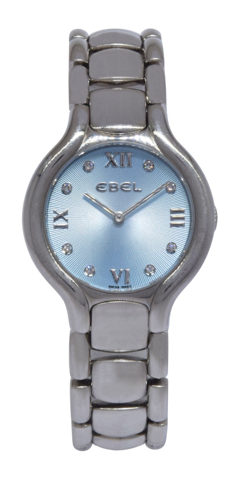 Ebel Beluga Steel Blue Sunburst Diamond Dial Ladies 27mm Quartz Watch E9157421