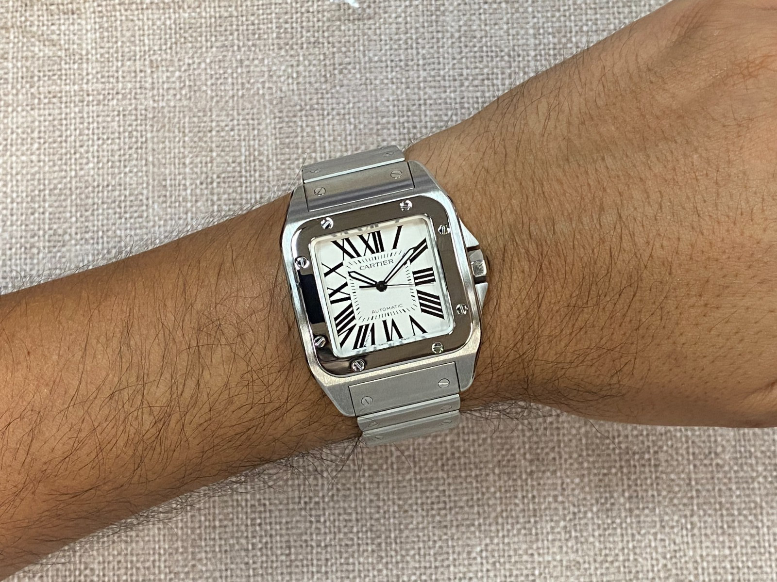 Cartier Santos 100 Large Steel Silver Dial Mens Automatic Watch W200737G 2656