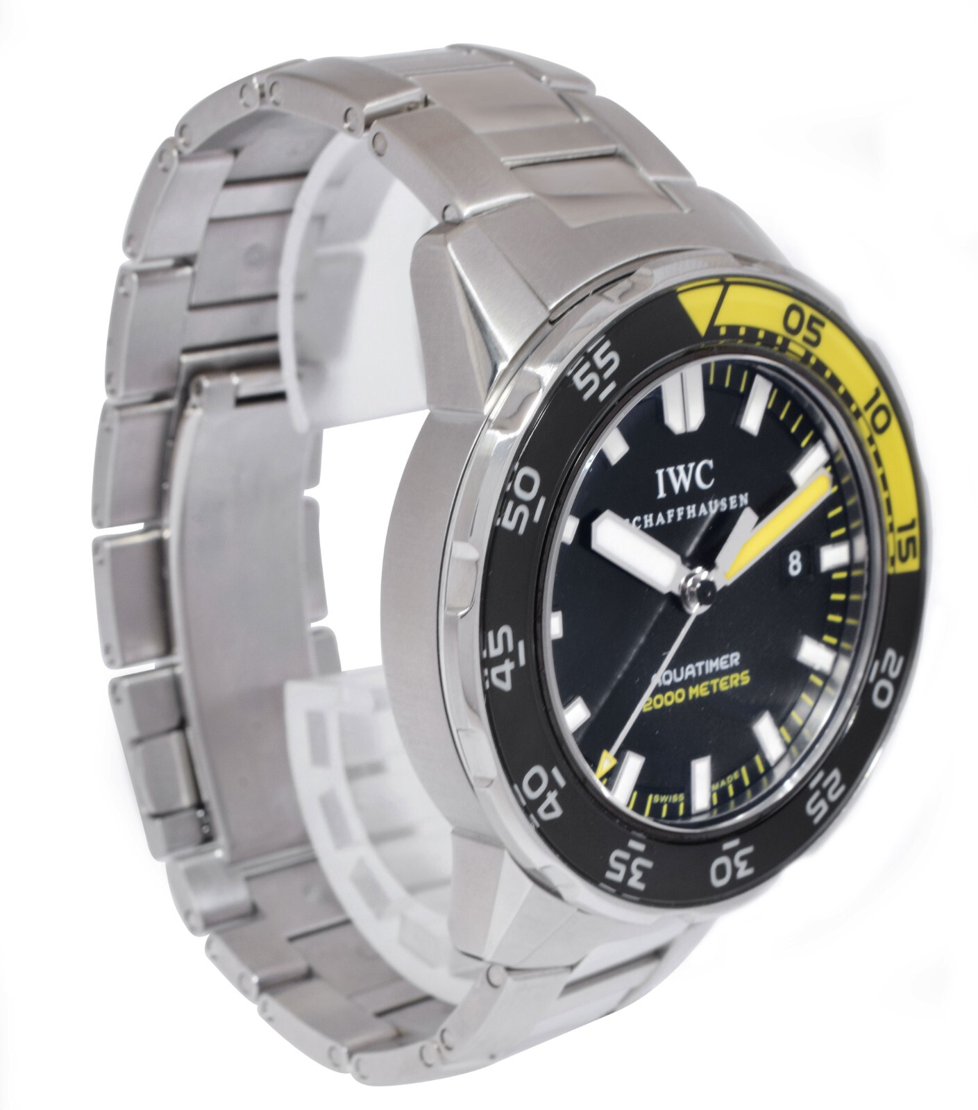IWC Aquatimer 2000 Steel Black/Yellow Mens 44mm Watch 3568 IW356801