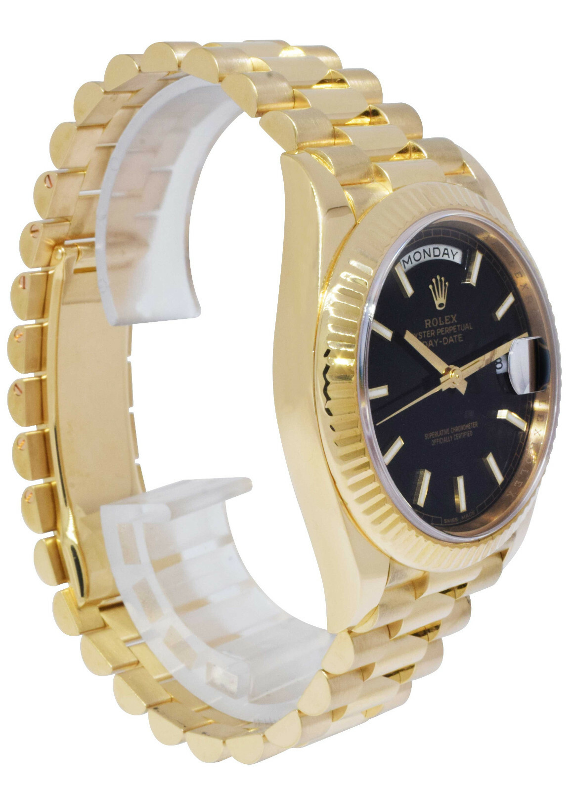 Rolex Day-Date 40 President 18k Yellow Gold Black Motif Dial Watch B/P  228238