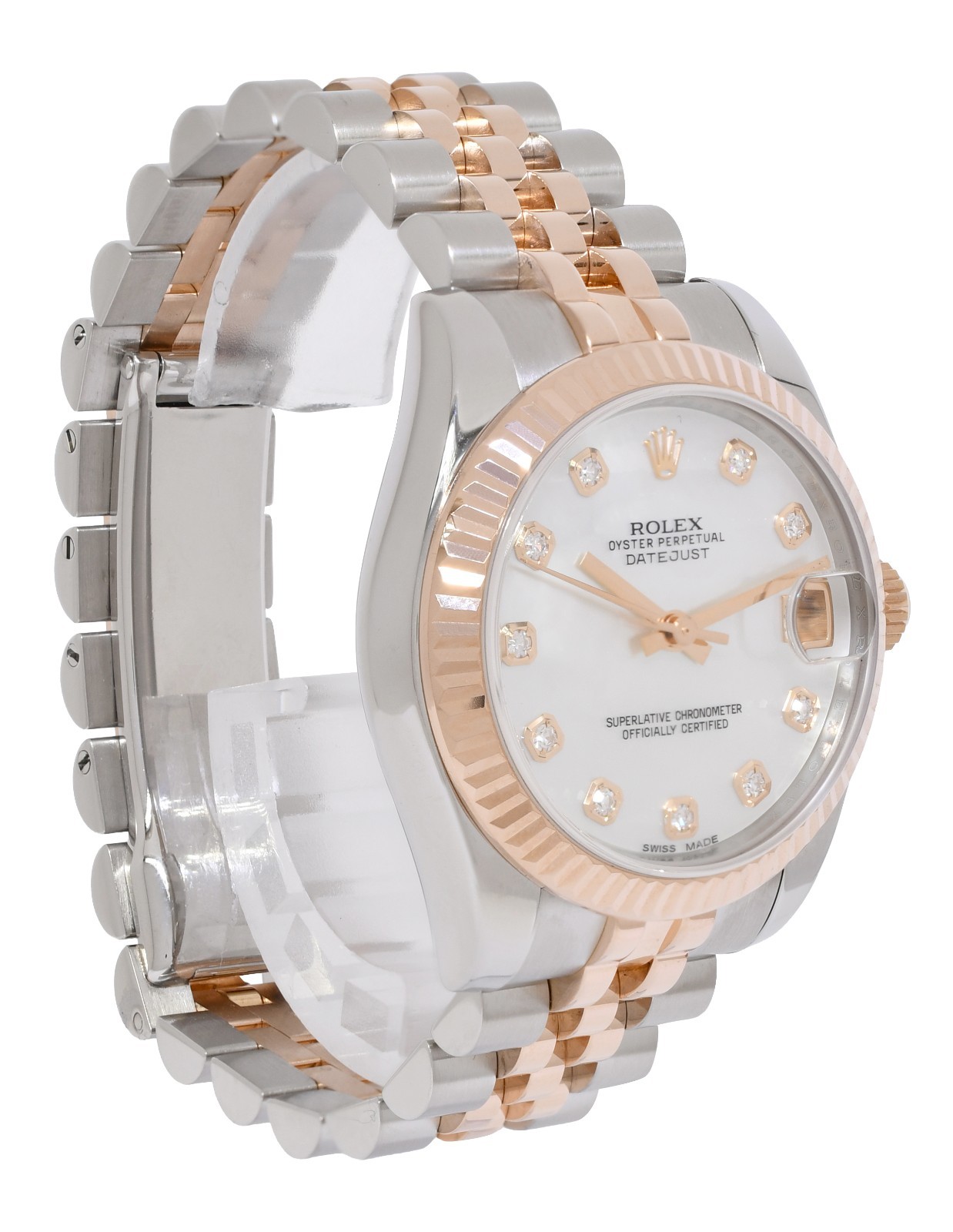 Rolex Datejust 18k Rose Gold/Steel MOP Diamond Dial Ladies 31mm Watch 178271