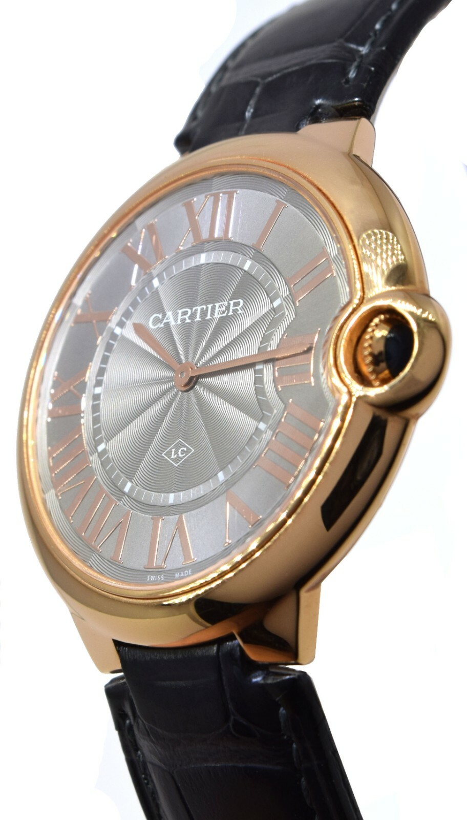 Cartier Ballon Bleu 40mm 18k Rose Gold "LC" Gray Dial Manual Watch B/P WGB0020