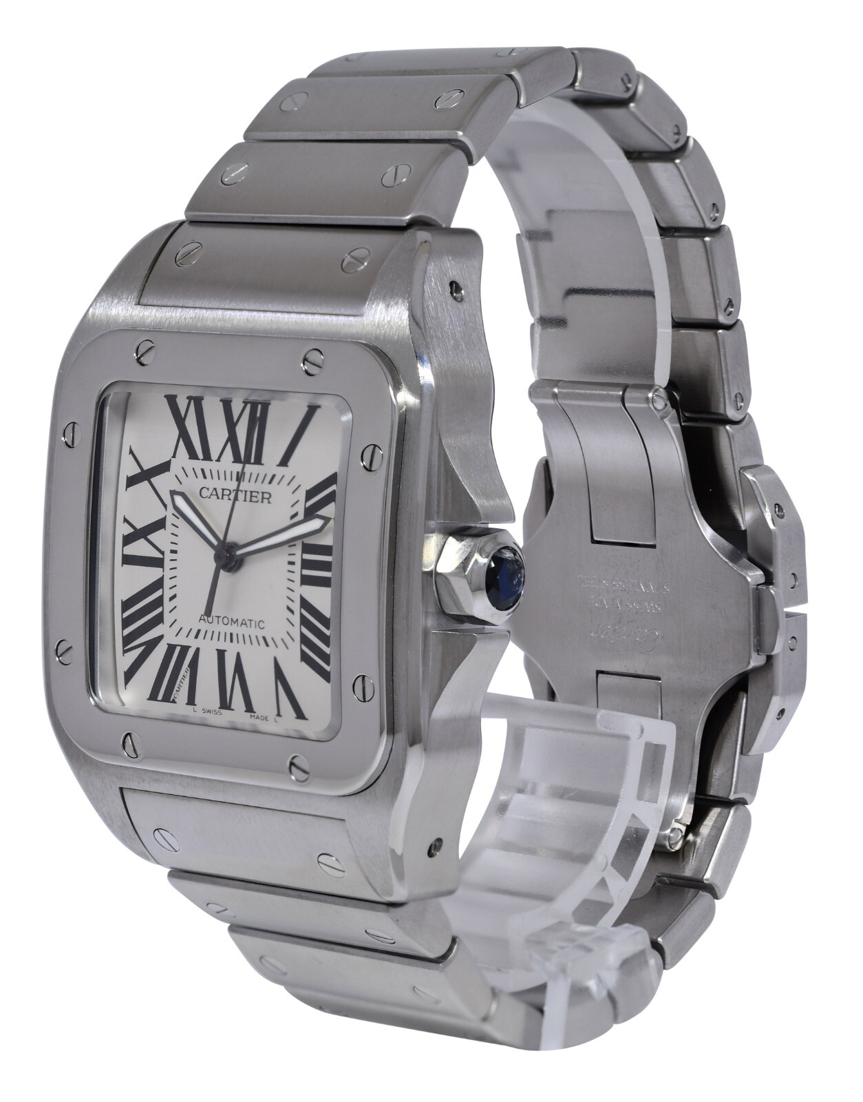 Cartier Santos 100 Large Steel Silver Dial Mens Automatic Watch W200737G 2656