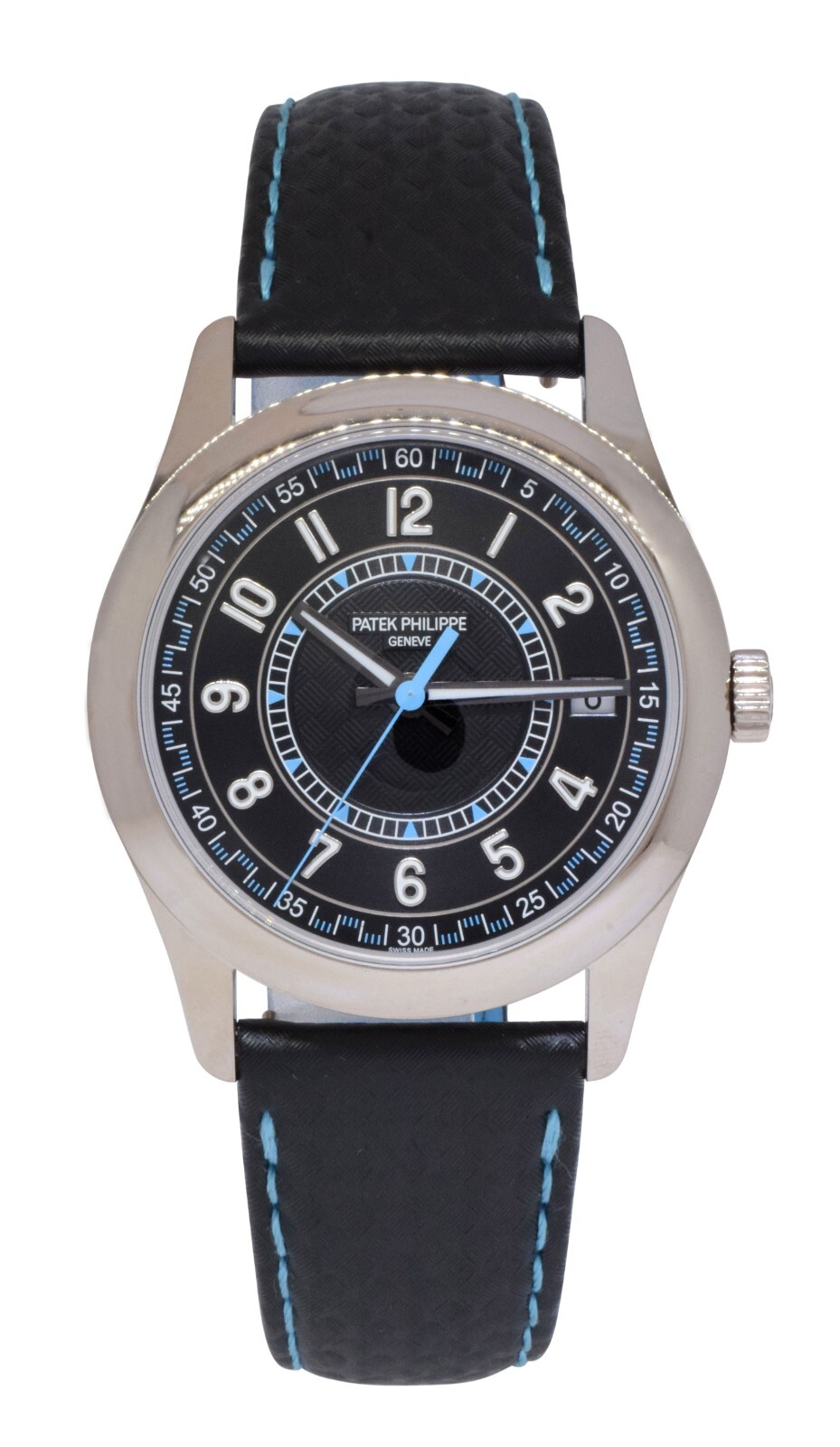 NOS Patek Philippe Calatrava 6007 18k White Gold Blue Accents Watch B/P 6007G