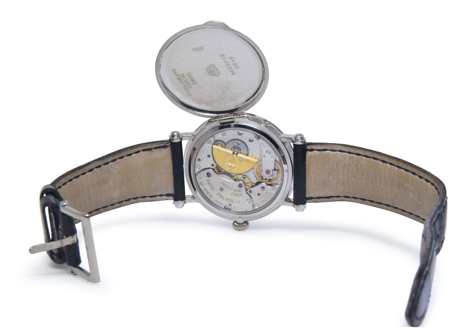 Patek Philippe 5015 Complications 18k White Gold Mens 35mm Watch 5015G