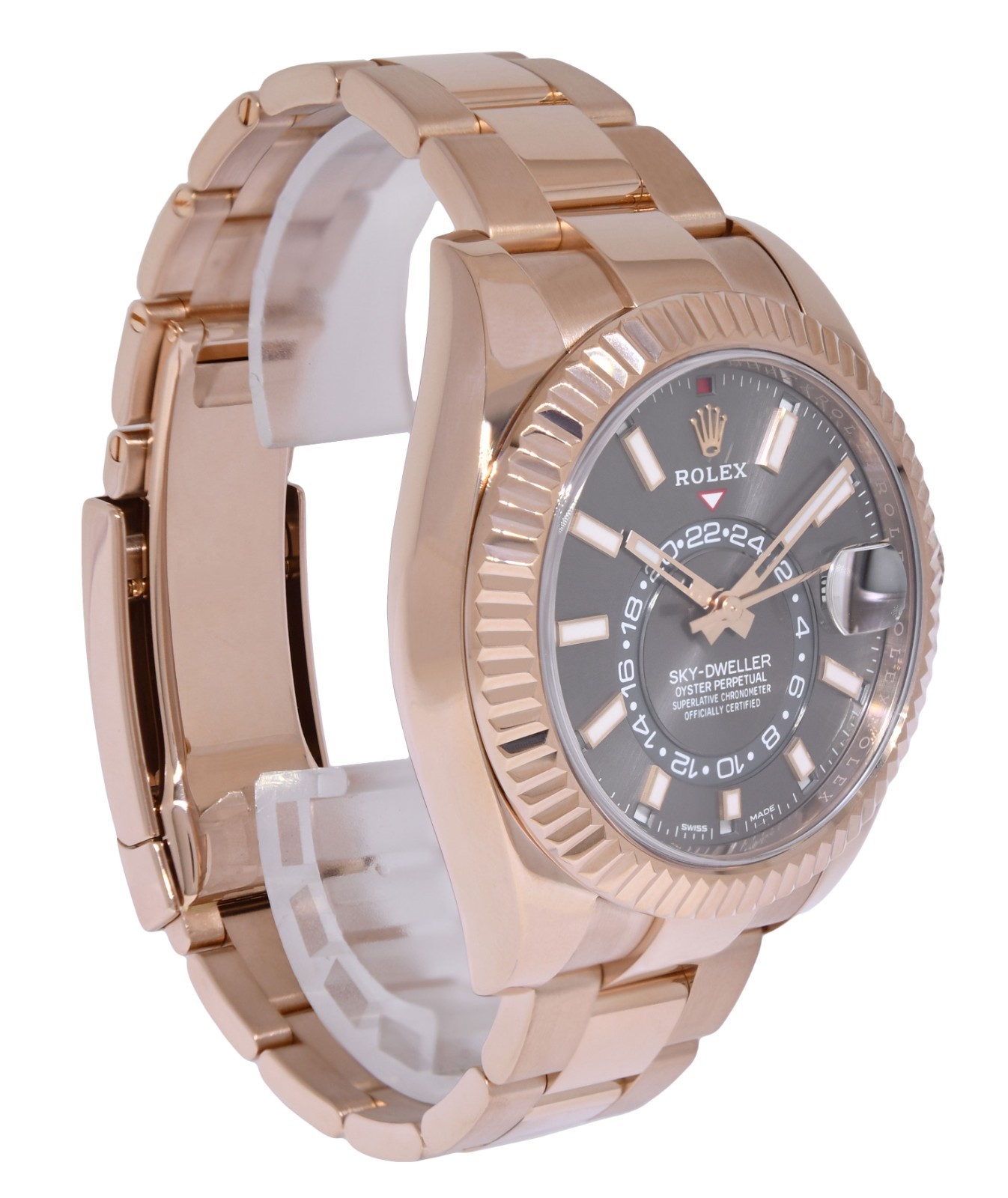 Rolex Sky-Dweller 18k Everose Gold Rhodium Dial 42mm Watch B/Papers 22' 326935