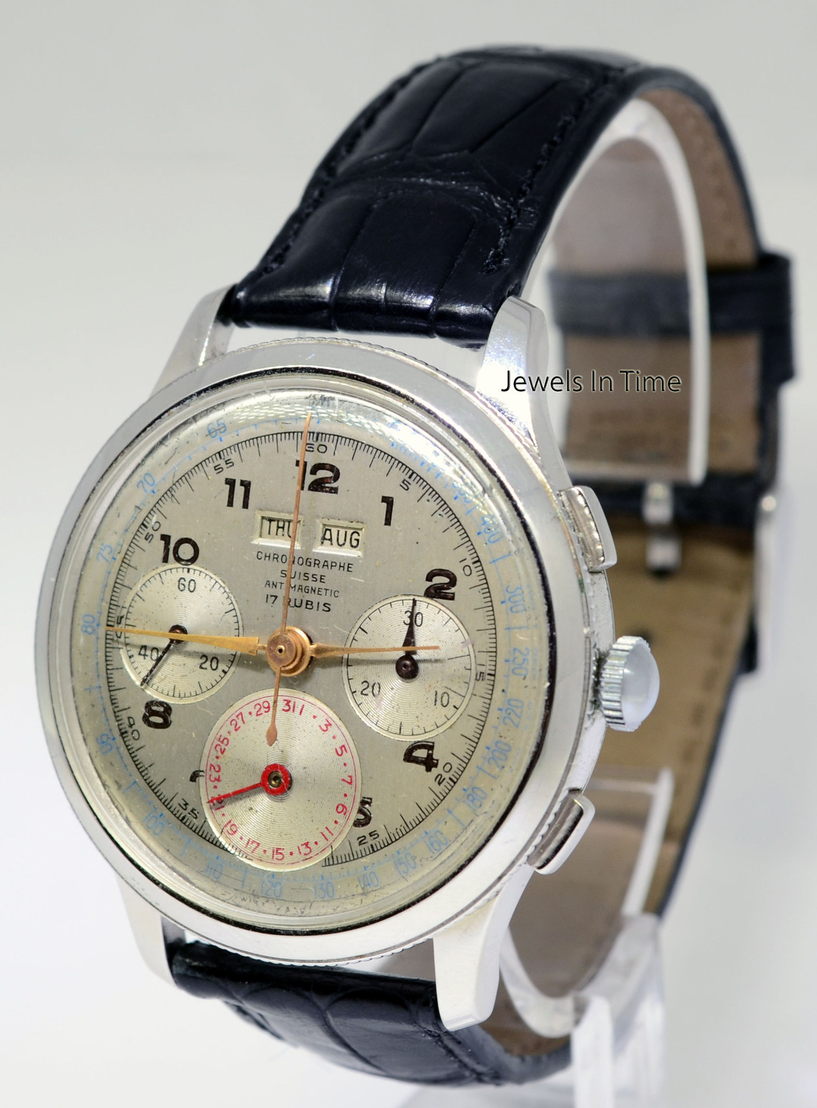Suisse Triple Calendar Chronograph 17J Stainless Steel 38mm Mens Watch Suisse Triple Calendar Chronograph 17J Stainless Steel 38mm Mens Watch