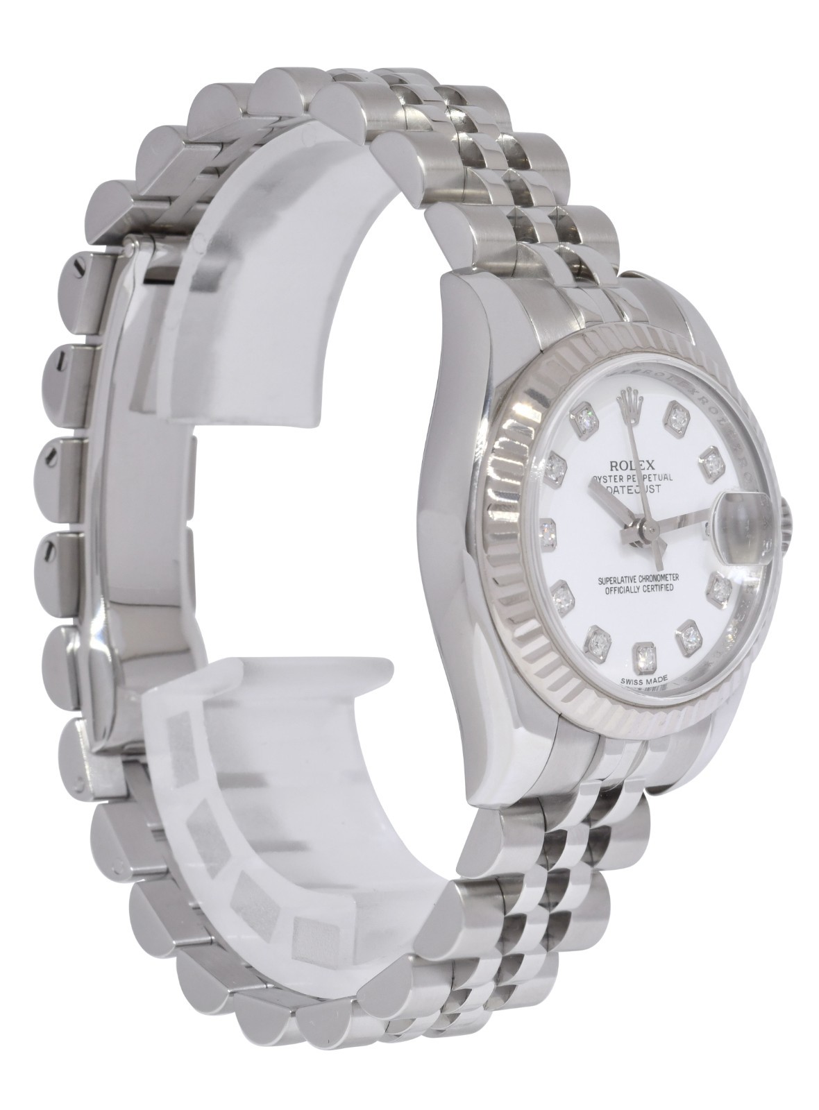 Rolex Datejust Steel/18k Gold Bezel White Diamond Dial 26mm Watch G 179174