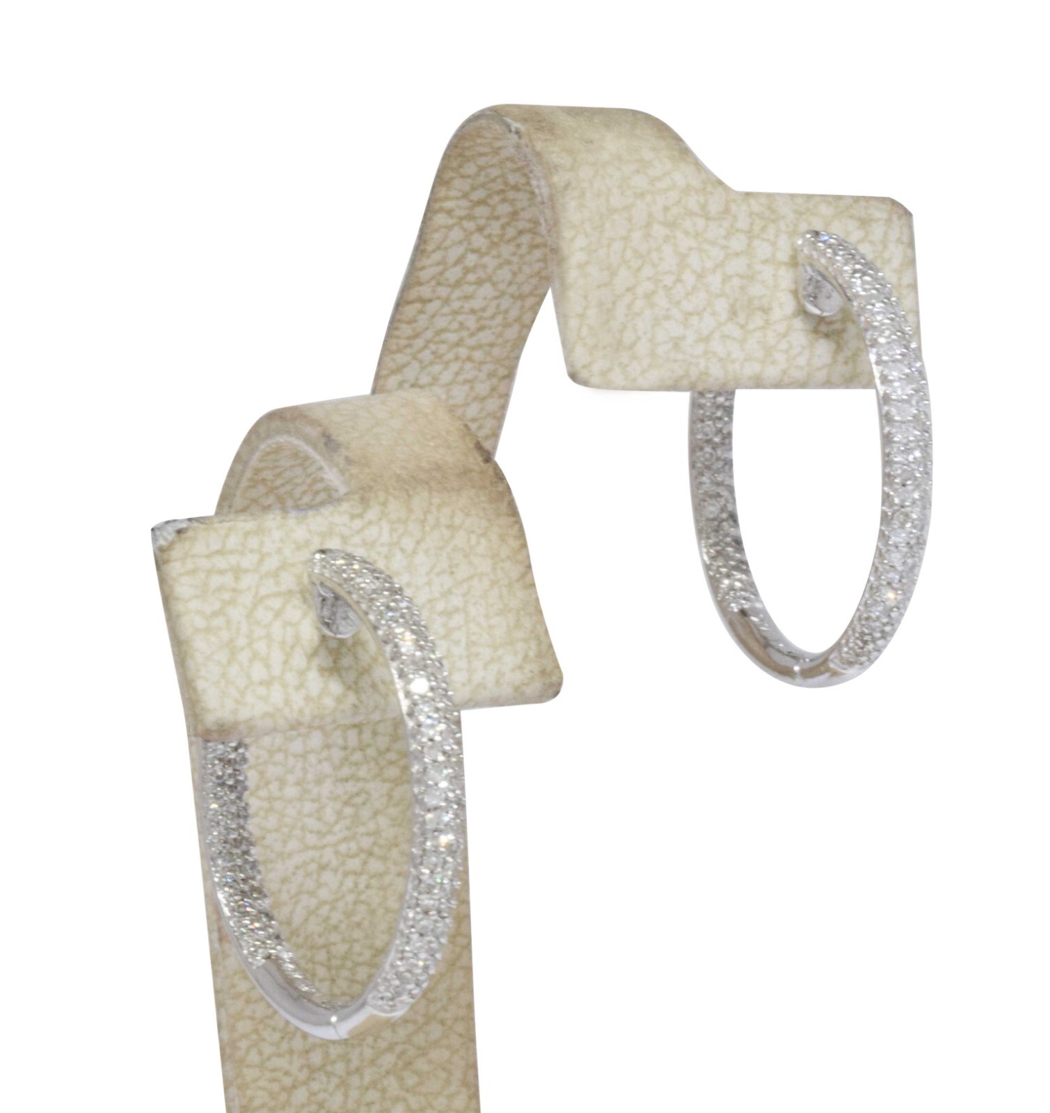 Ladies Diamond Hoop Earrings in 14k White Gold Ladies Diamond Hoop Earrings in 14k White Gold
