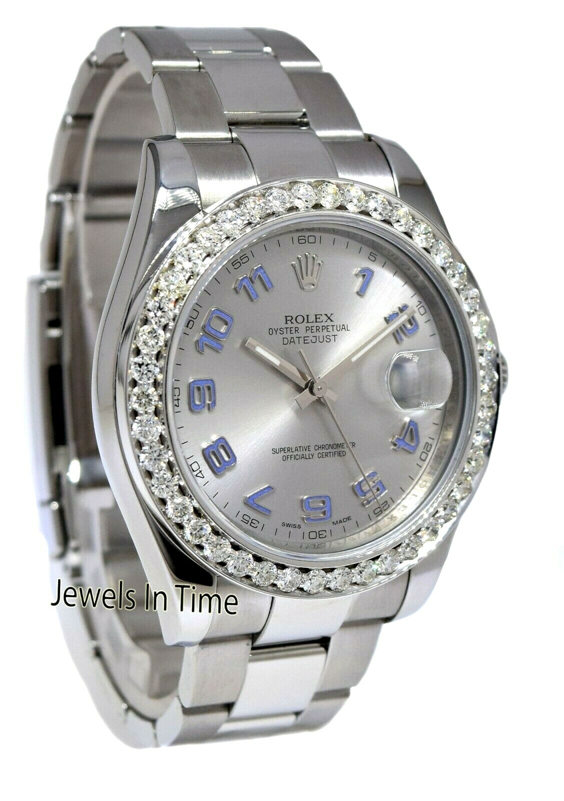 Rolex Datejust II Steel Silver/Purple Dial & Diamond Bezel 41mm Watch Box 116334