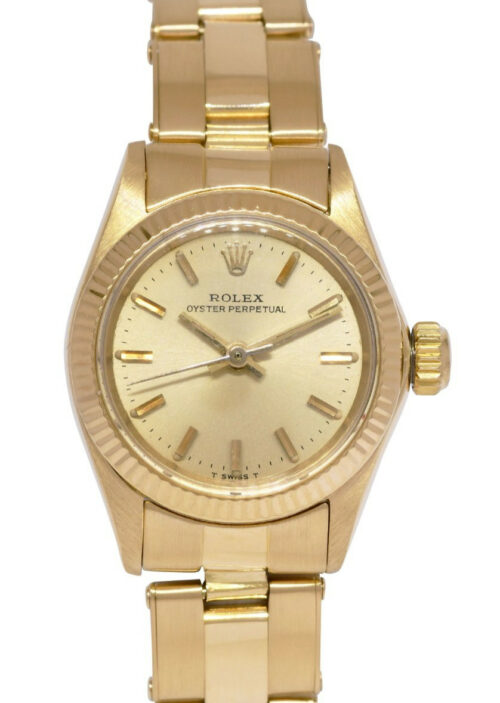 Rolex Oyster Perpetual No Date 18k Yellow Gold Rivet Ladies 24mm Watch '79 6719 Rolex Oyster Perpetual No Date 18k Yellow Gold Rivet Ladies 24mm Watch '79 6719