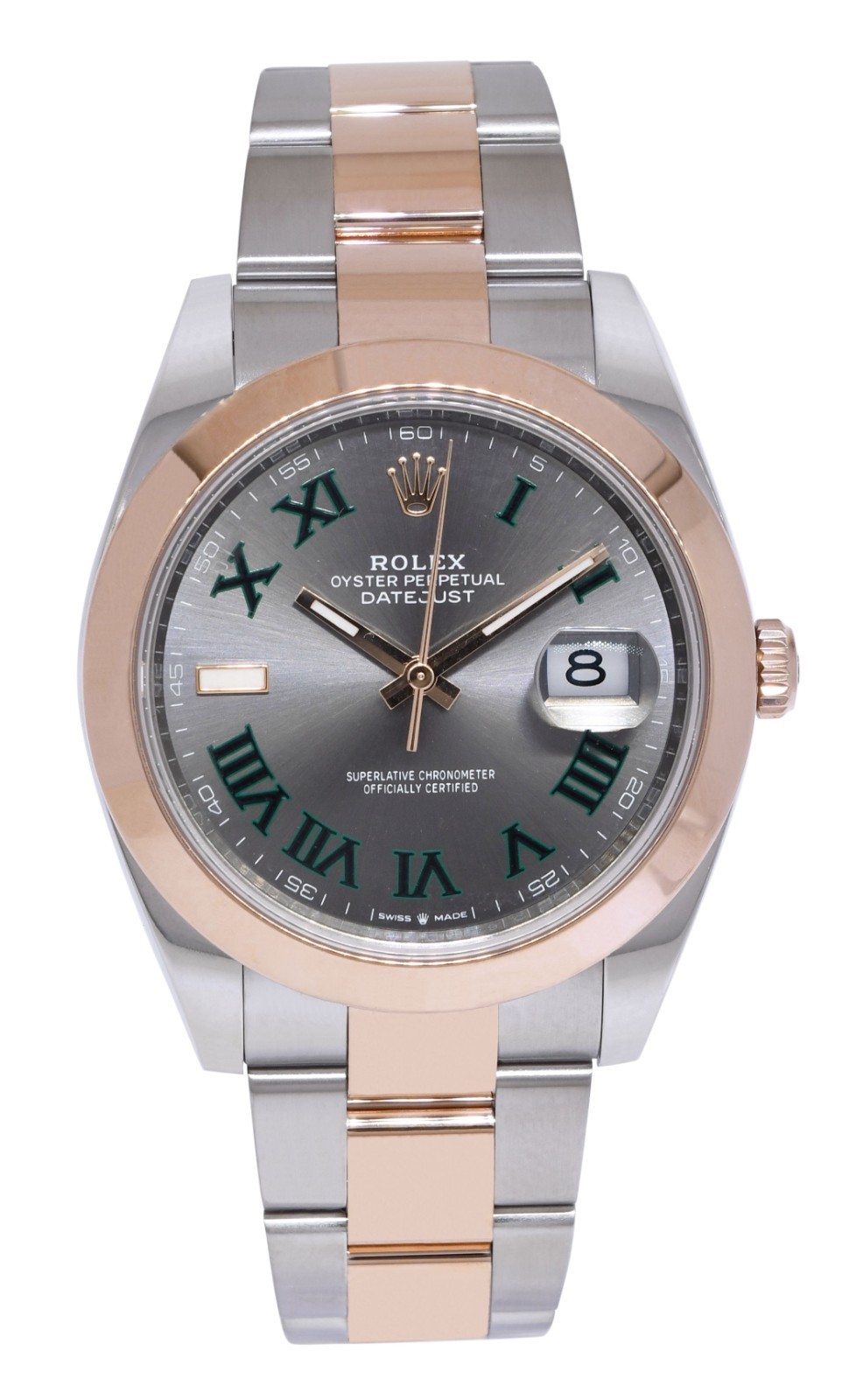 NOS Rolex Datejust 41 Steel / 18k RG Wimbledon Dial Oyster Watch B/P '24 126301