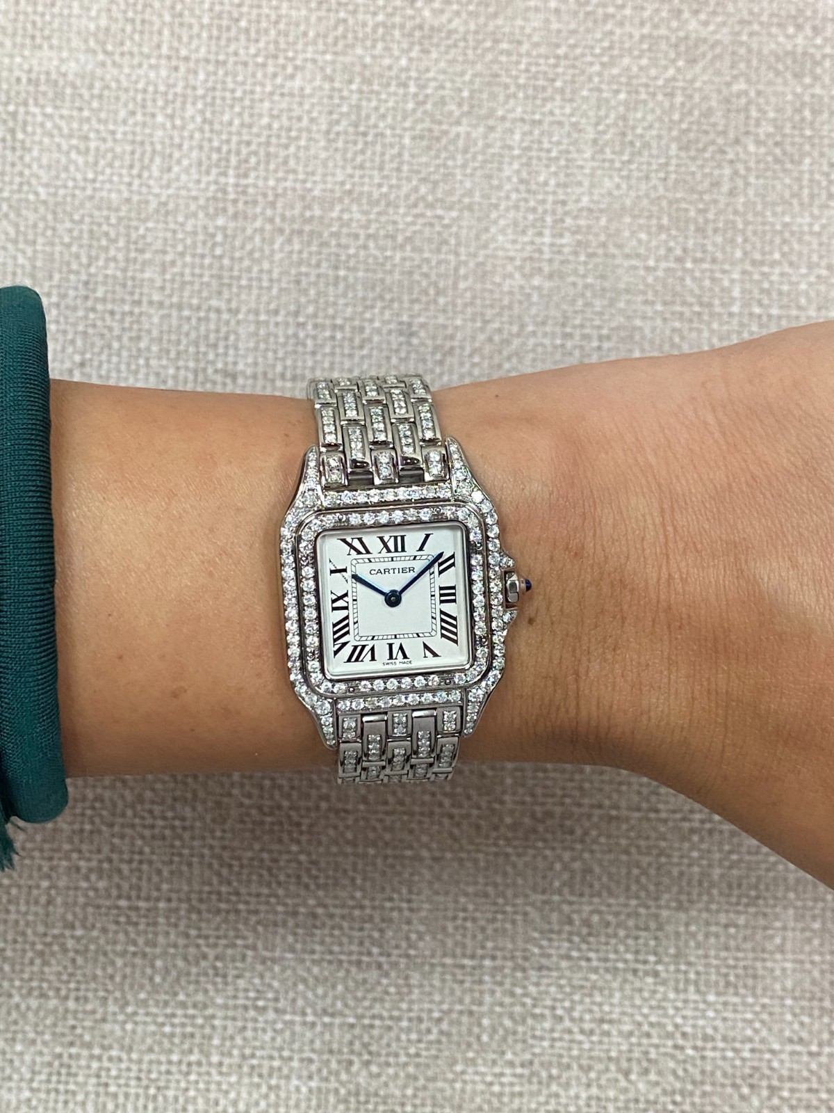 Cartier Panthere Medium Steel & Pave Diamond Quartz Watch WSPN0007 +CARD 4016