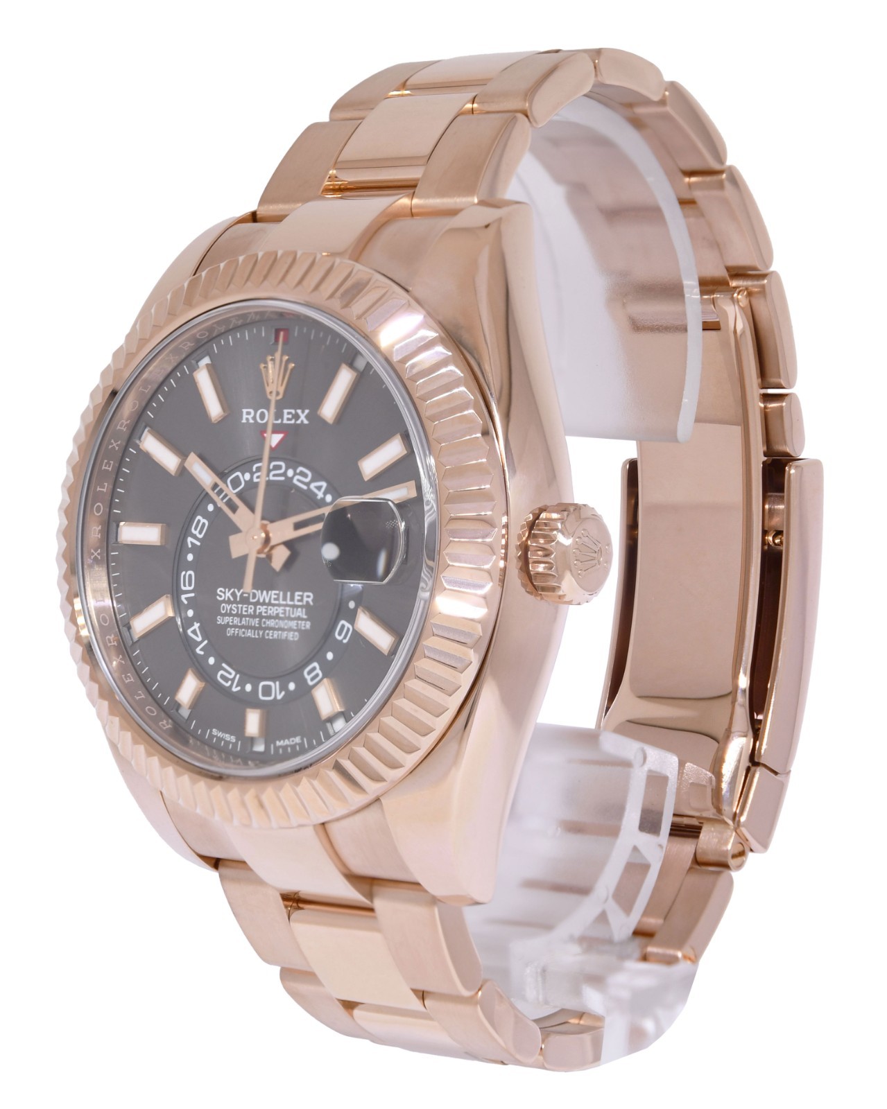 Rolex Sky-Dweller 18k Everose Gold Rhodium Dial 42mm Watch B/Papers 22' 326935