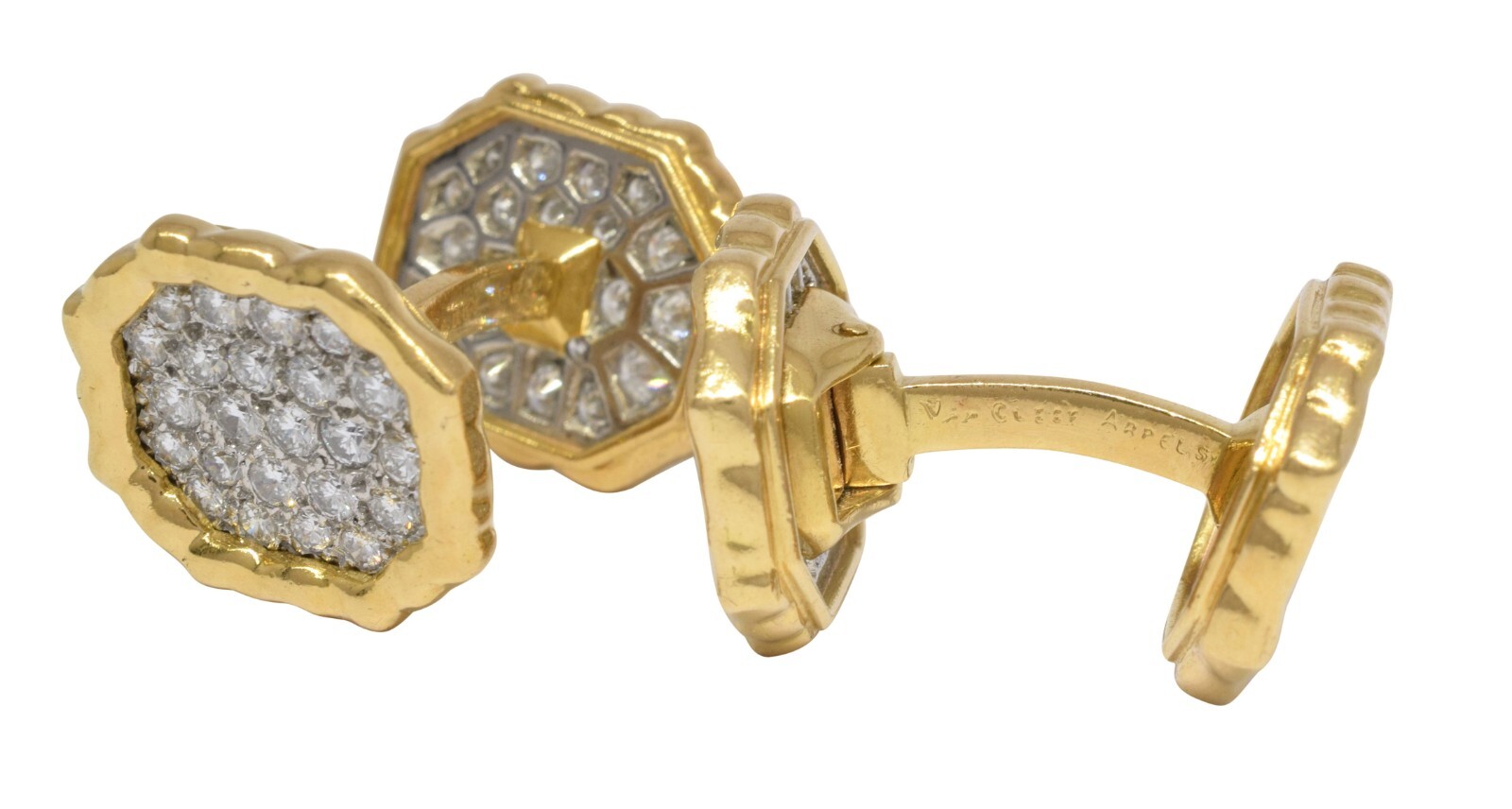 Van Cleef & Arpels Vintage 18k Yellow Gold & Diamond Cufflinks
