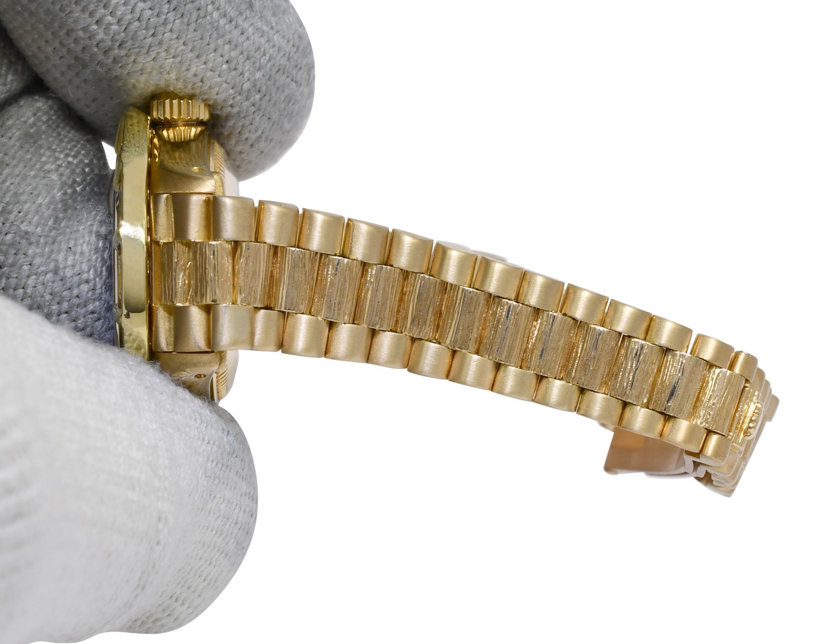 Rolex Datejust President 18k Yellow Gold Bark Pave Diamond 26mm Watch '79 6927