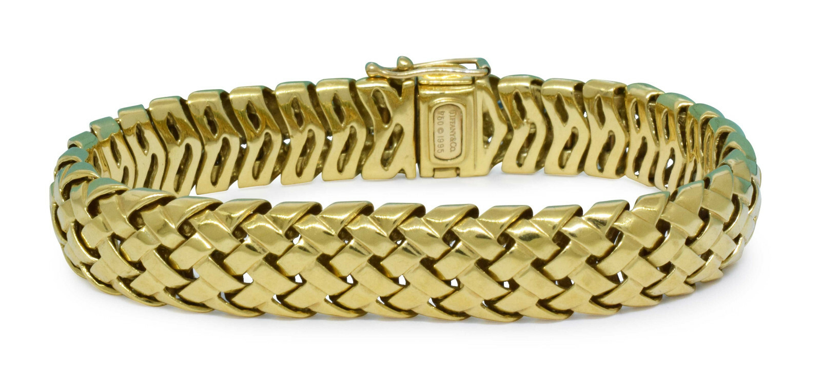 Tiffany & Co. Vannerie 18k Yellow Gold Woven Link Bracelet 7" with Box
