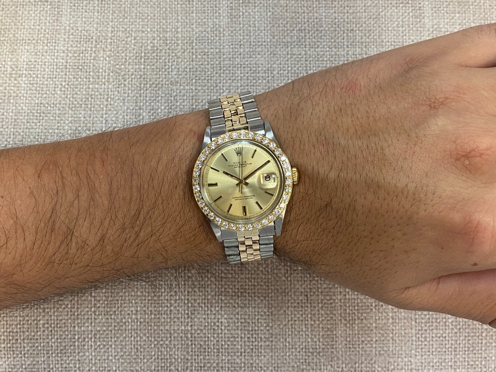 Rolex Datejust 14k Yellow Gold/Steel Diamond Bezel USA Bracelet Watch '71 1601 Rolex Datejust 14k Yellow Gold/Steel Diamond Bezel USA Bracelet Watch '71 1601