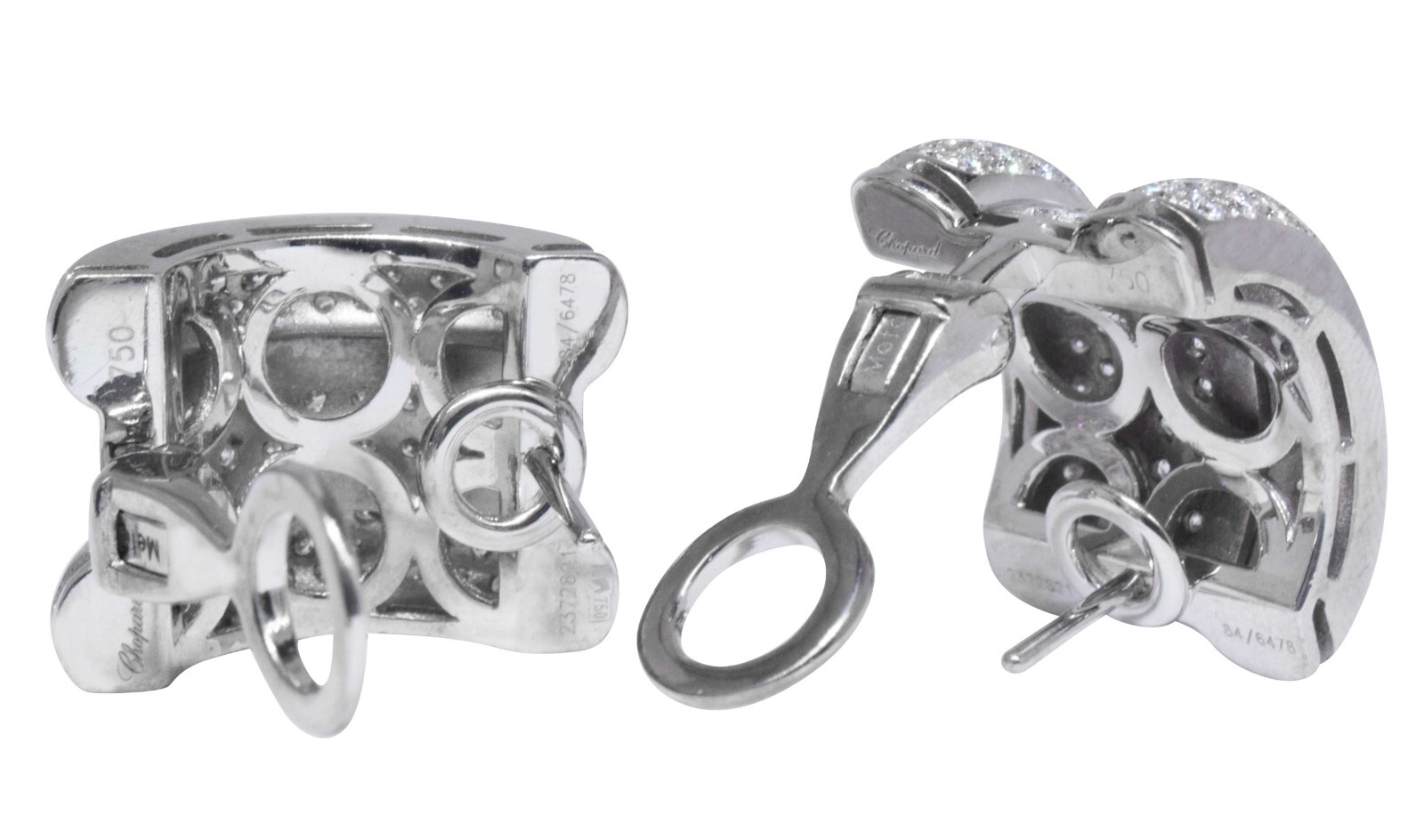 Chopard La Strada 18k White Gold Pave Diamond Ladies Earrings 84/6478 Chopard La Strada 18k White Gold Pave Diamond Ladies Earrings 84/6478