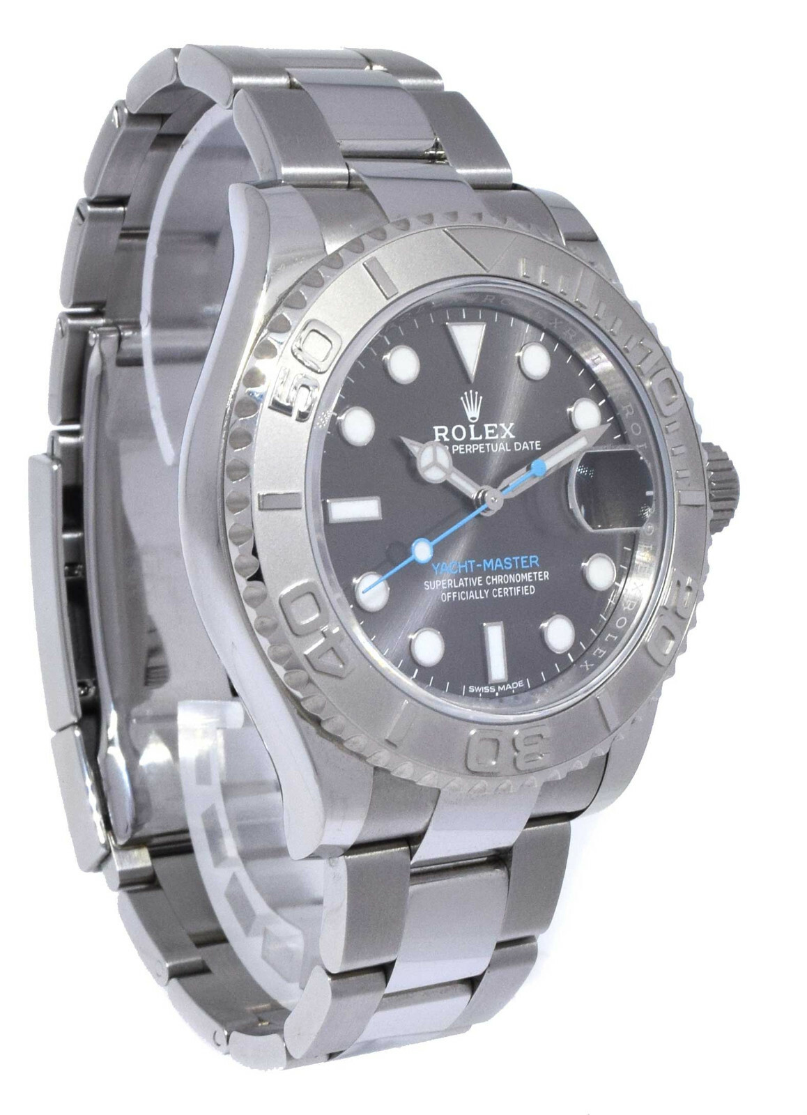 Rolex Yacht-Master 40 Steel & Platinum Rhodium Dial Mens Watch 116622
