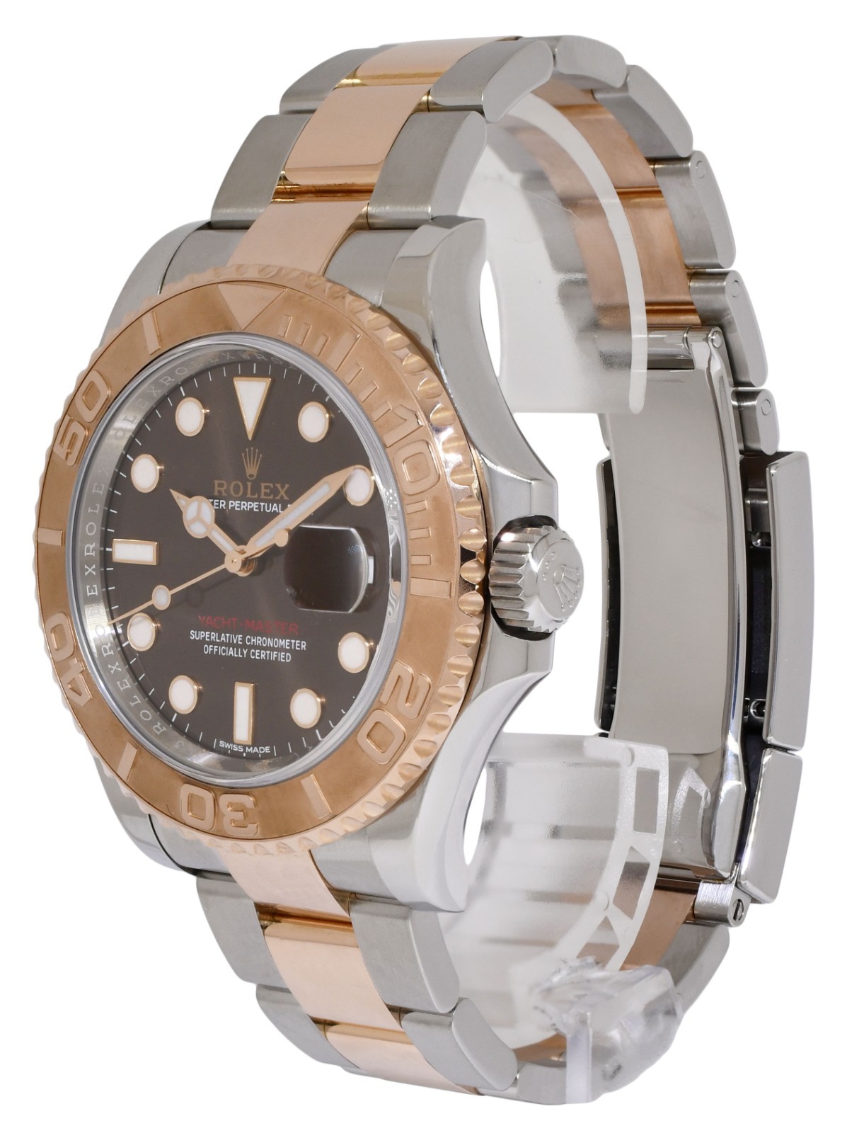 Rolex Yacht-Master 18k RG/Steel Chocolate Dial Mens 40mm Watch 116621