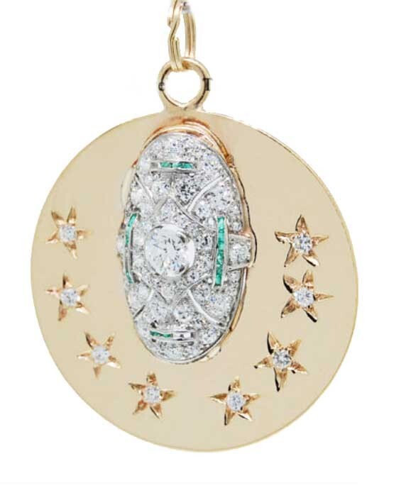 Custom Diamond/Emerald Yellow Gold/Platinum Pendant Custom Diamond/Emerald Yellow Gold/Platinum Pendant