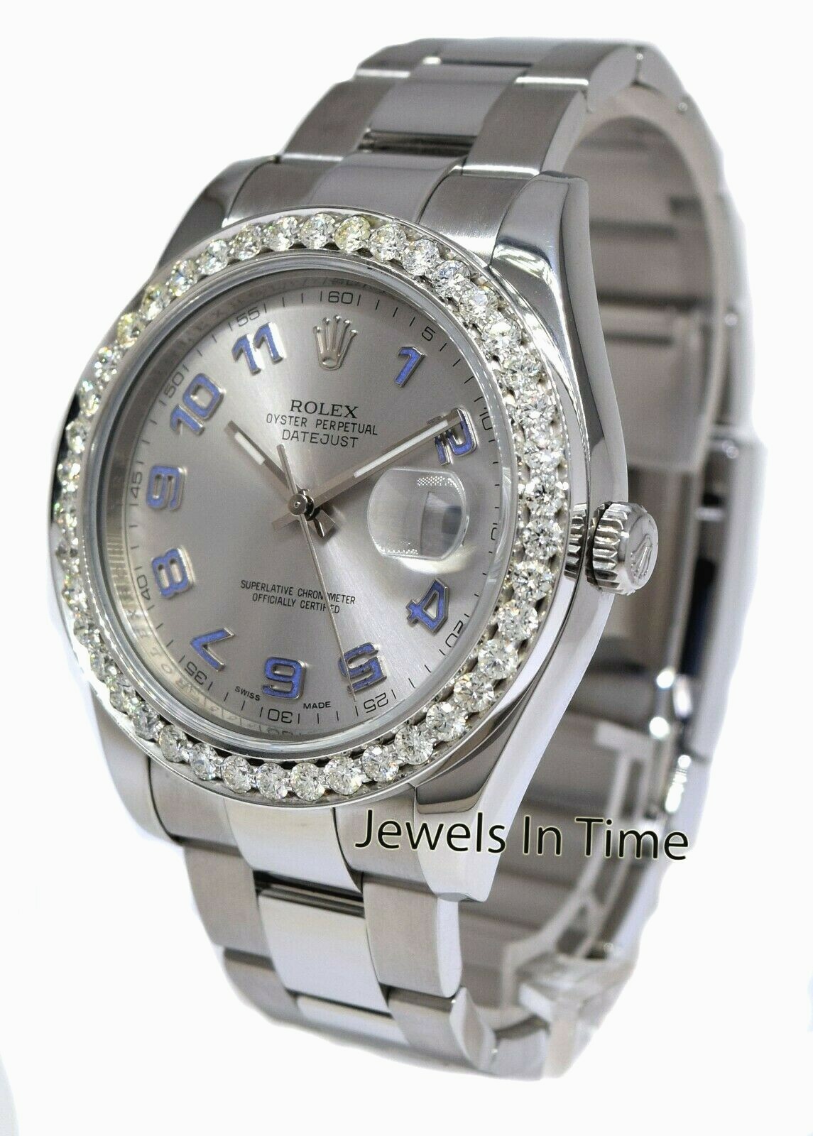 Rolex Datejust II Steel Silver/Purple Dial & Diamond Bezel 41mm Watch Box 116334