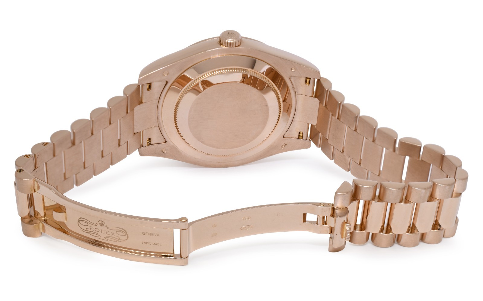 Rolex Day-Date II President 18k Rose Gold Bronze Wave Dial 41mm Watch V 218235