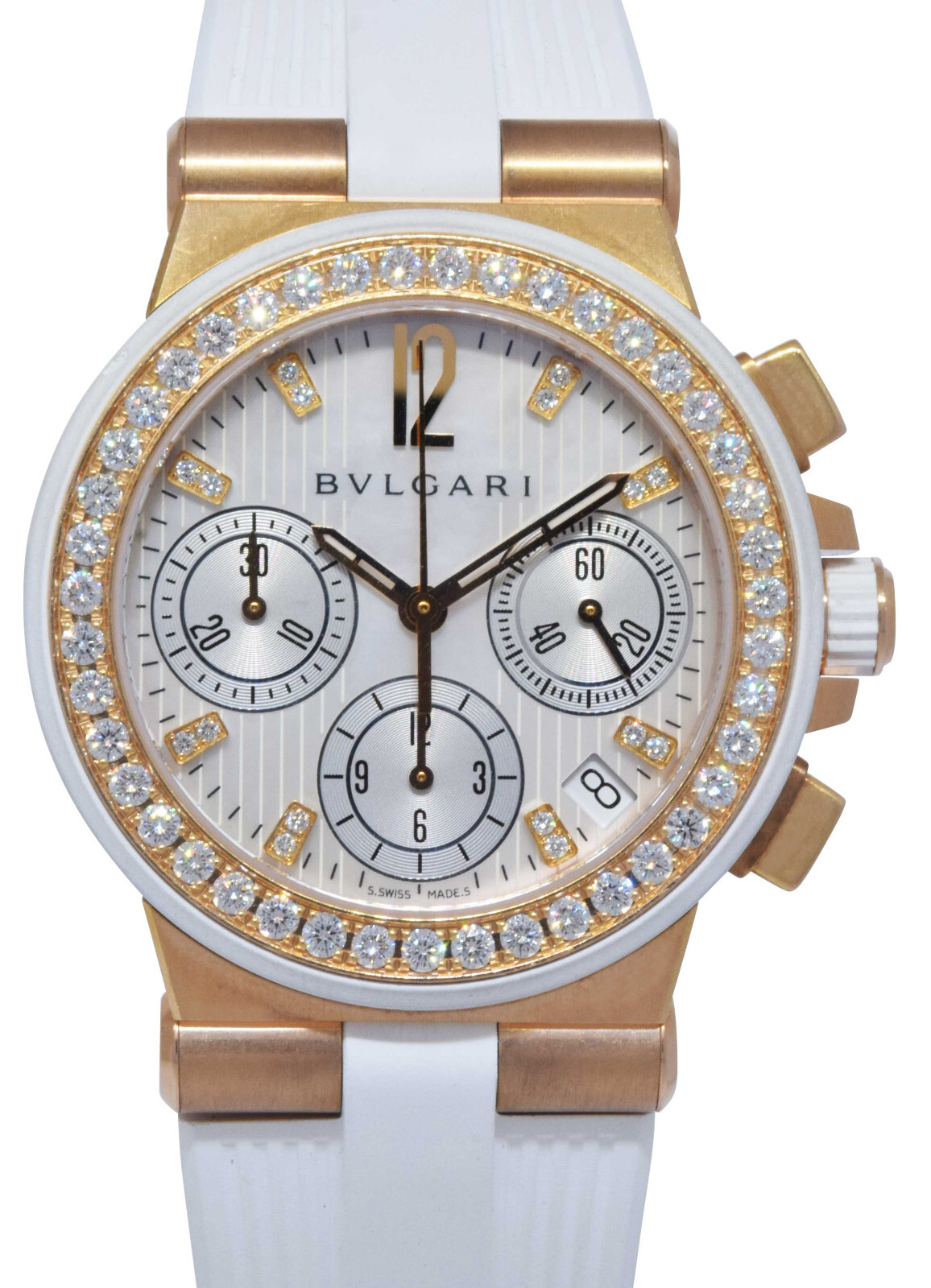 Bvlgari Diagono 18k Rose Gold & Diamond Ladies Automatic Watch B/P DGP35GVCH
