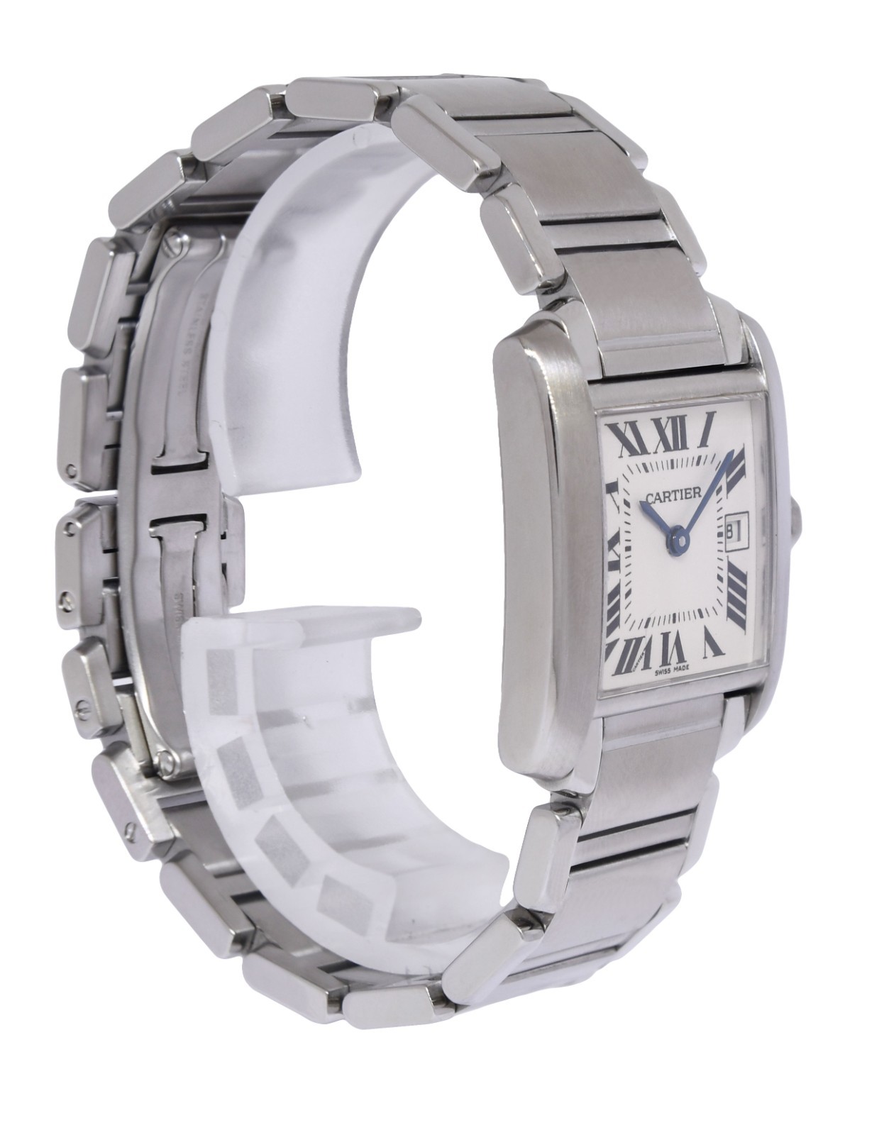 Cartier Tank Francaise Stainless Steel Quartz Ladies Midsize Date Watch 2465