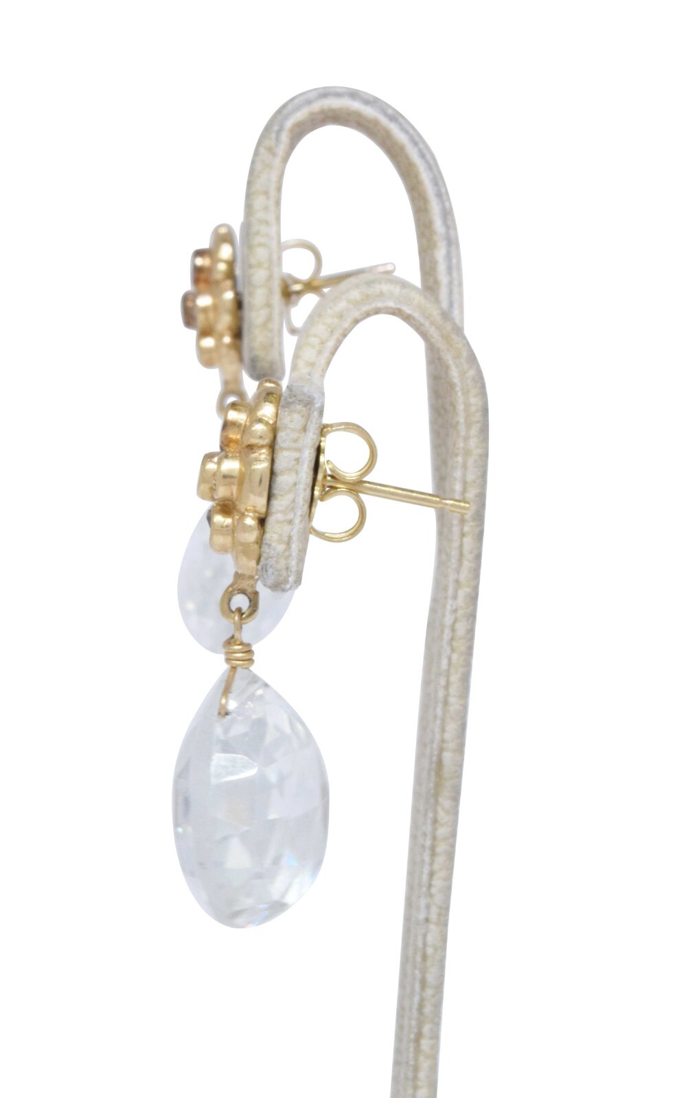 0.28 Carat Diamond & Crystal 14k Yellow Gold Earrings
