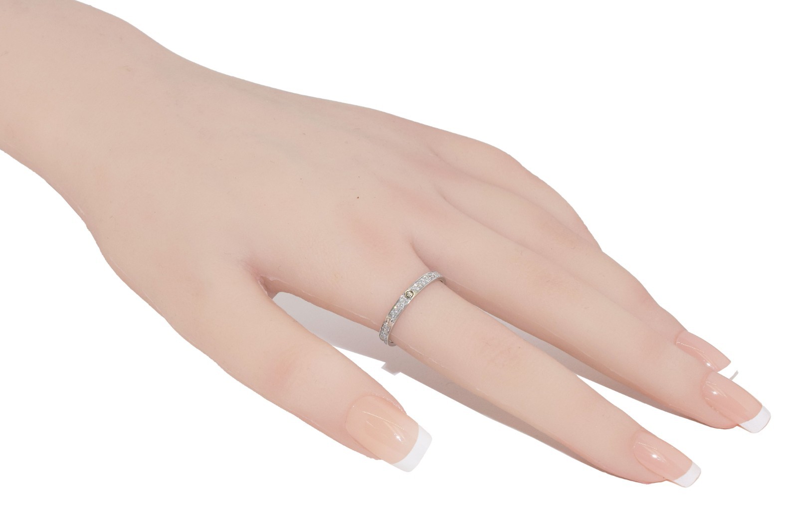 Cartier Love Ring Pave Diamond 18k White Gold Mini Band Size 59 B/P '24 B4218259 Cartier Love Ring Pave Diamond 18k White Gold Mini Band Size 59 B/P '24 B4218259