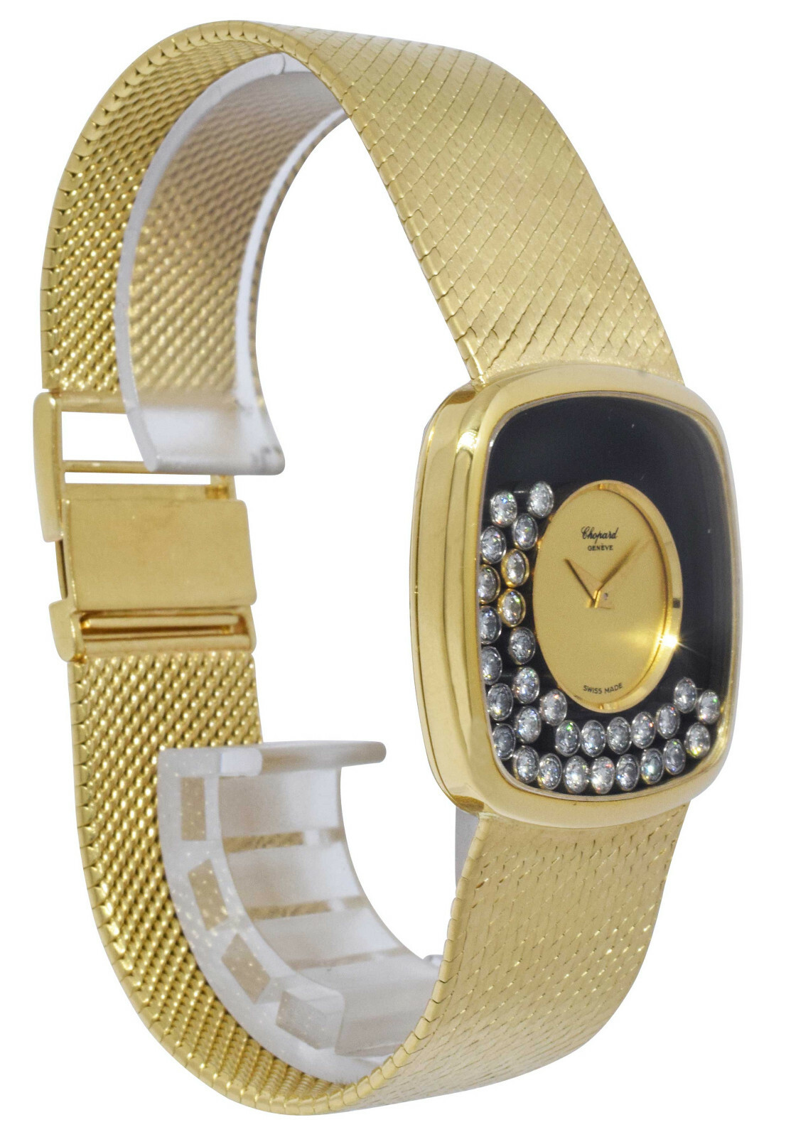 Chopard Happy Diamond 18k Yellow Gold Black Onyx Dial 32mm Manual Watch 2106