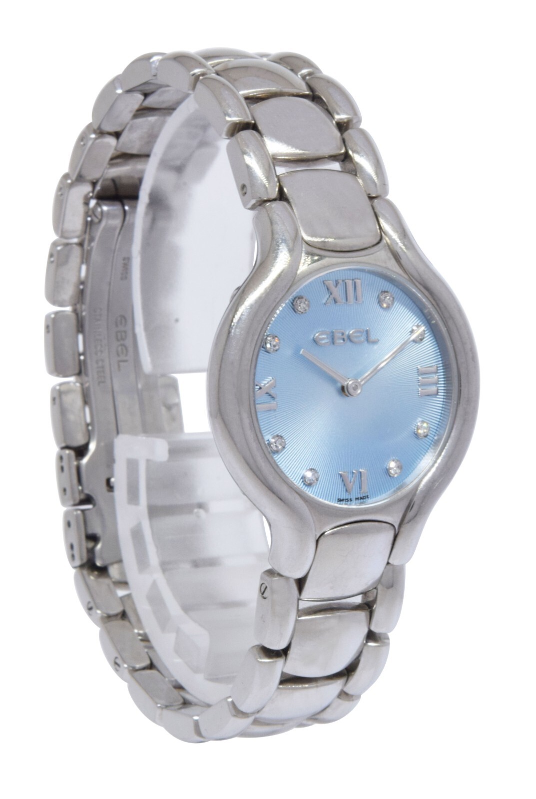 Ebel Beluga Steel Blue Sunburst Diamond Dial Ladies 27mm Quartz Watch E9157421