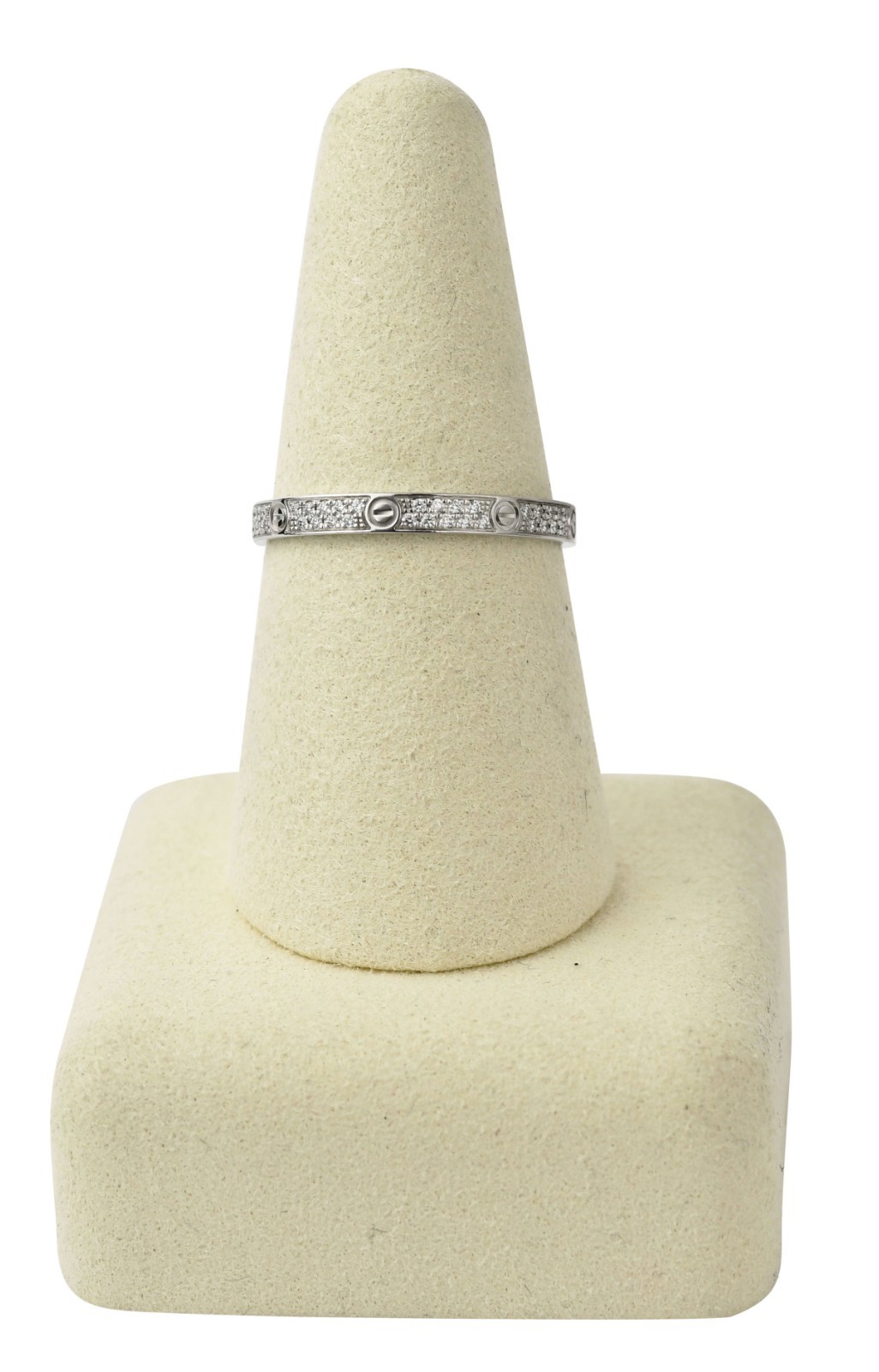 Cartier Love Ring Pave Diamond 18k White Gold Mini Band Size 59 B/P '24 B4218259 Cartier Love Ring Pave Diamond 18k White Gold Mini Band Size 59 B/P '24 B4218259